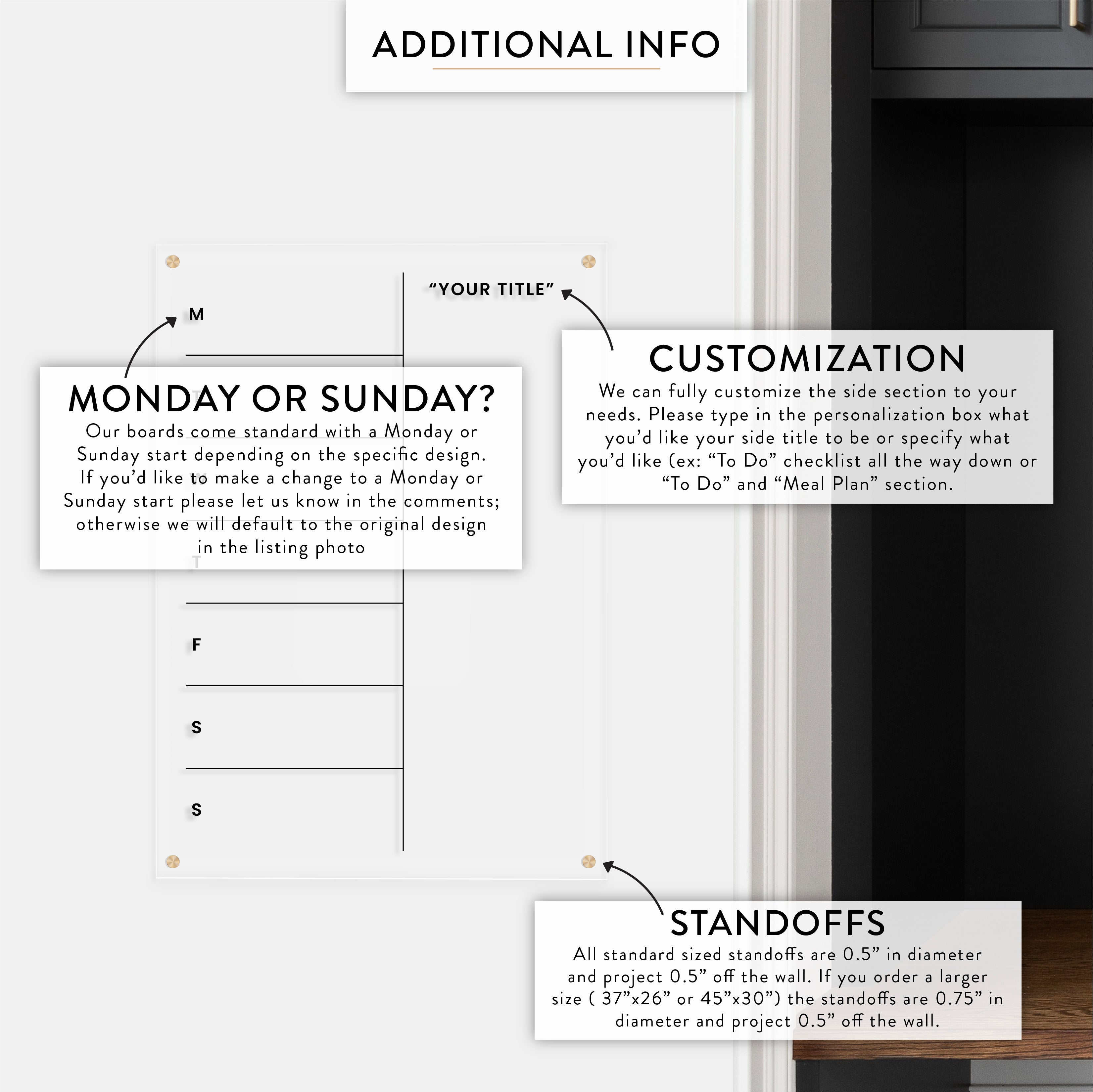Weekly + Custom Sidebar Acrylic Wall Calendar