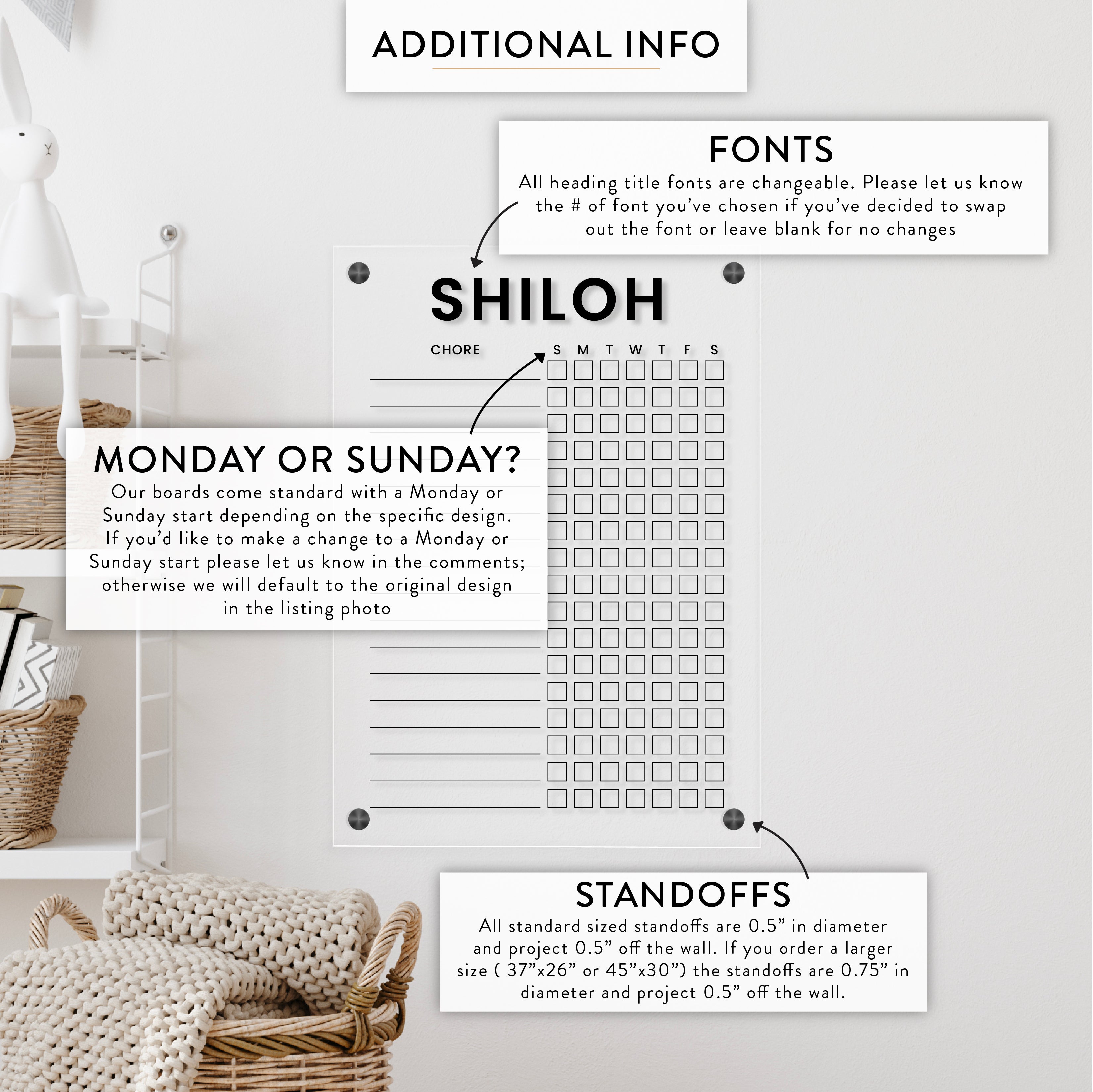 Kid's Personalized Acrylic Chore Chart