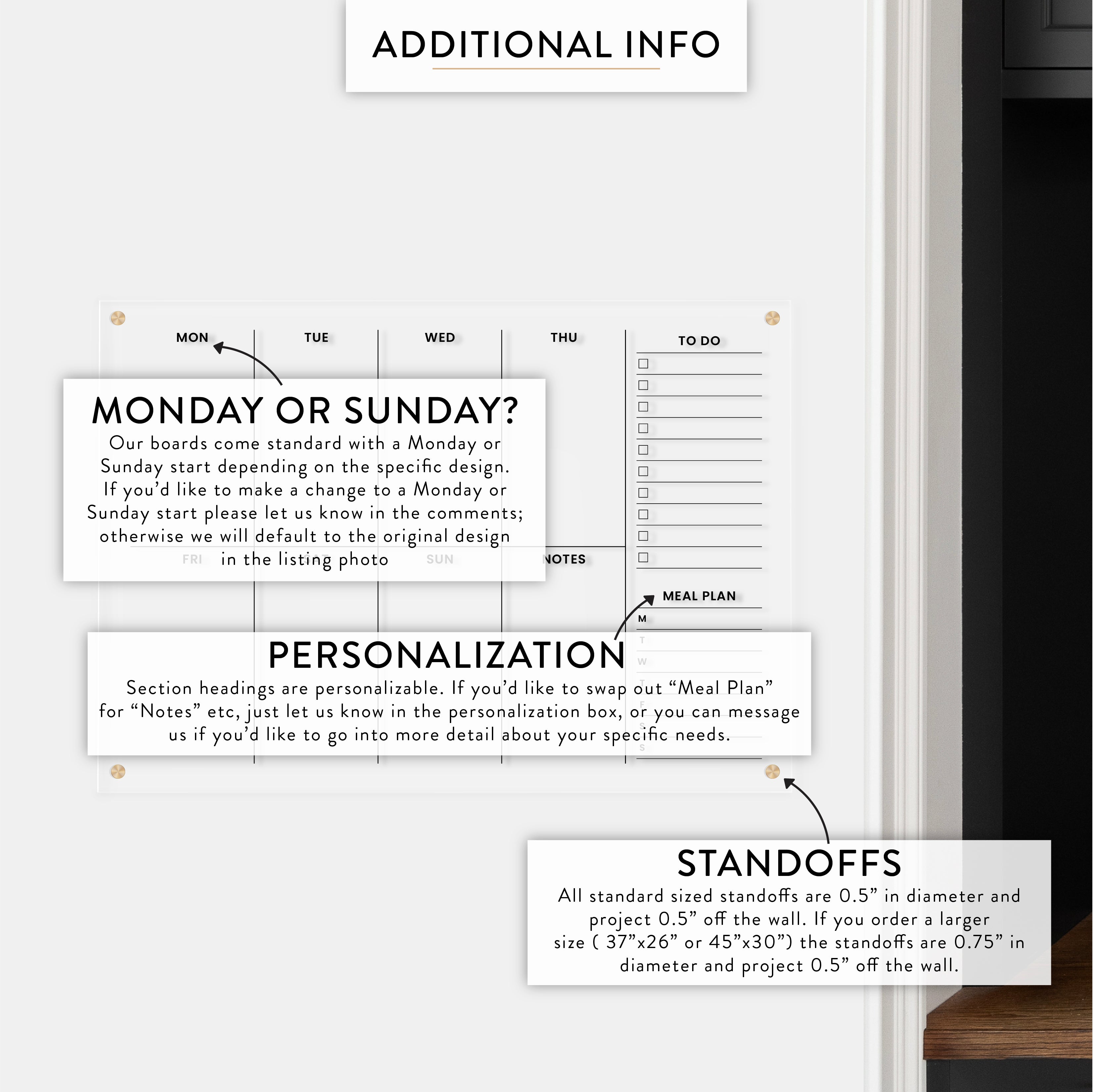 Weekly + To Do and Meal Plan Acrylic Wall Calendar