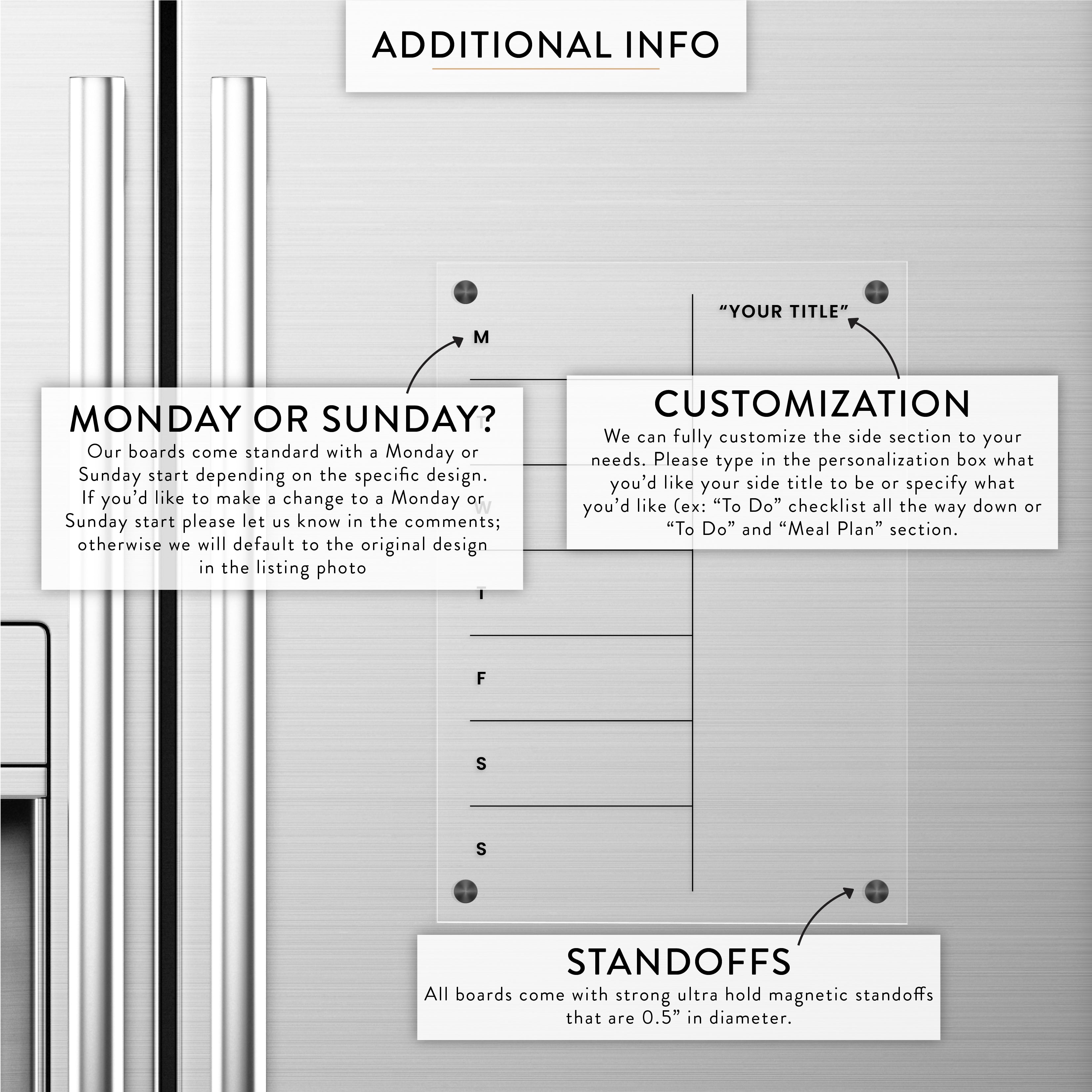 Weekly and Custom Sidebar Magnetic Acrylic Calendar