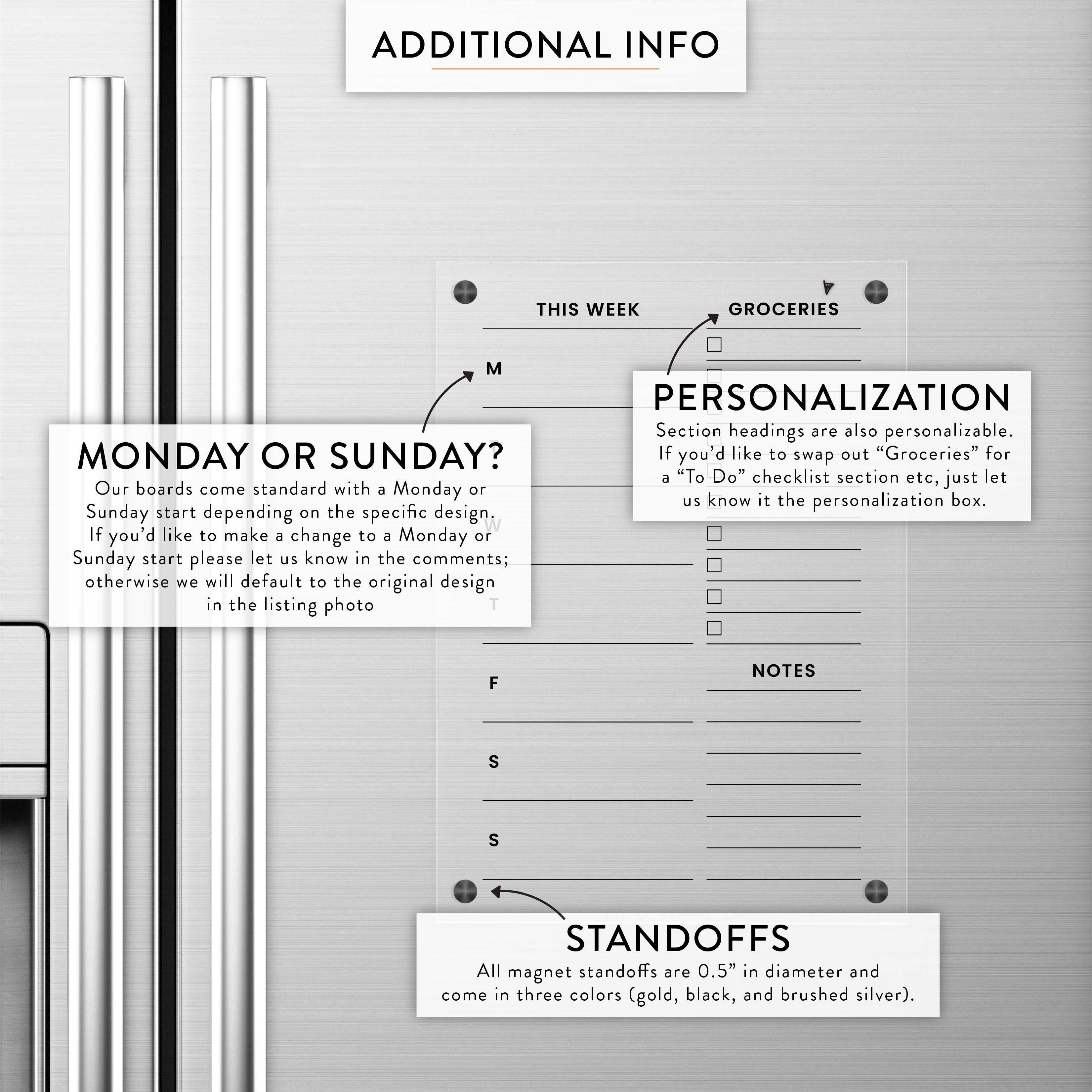 Weekly + Customizable Sidebar Magnetic Acrylic Calendar