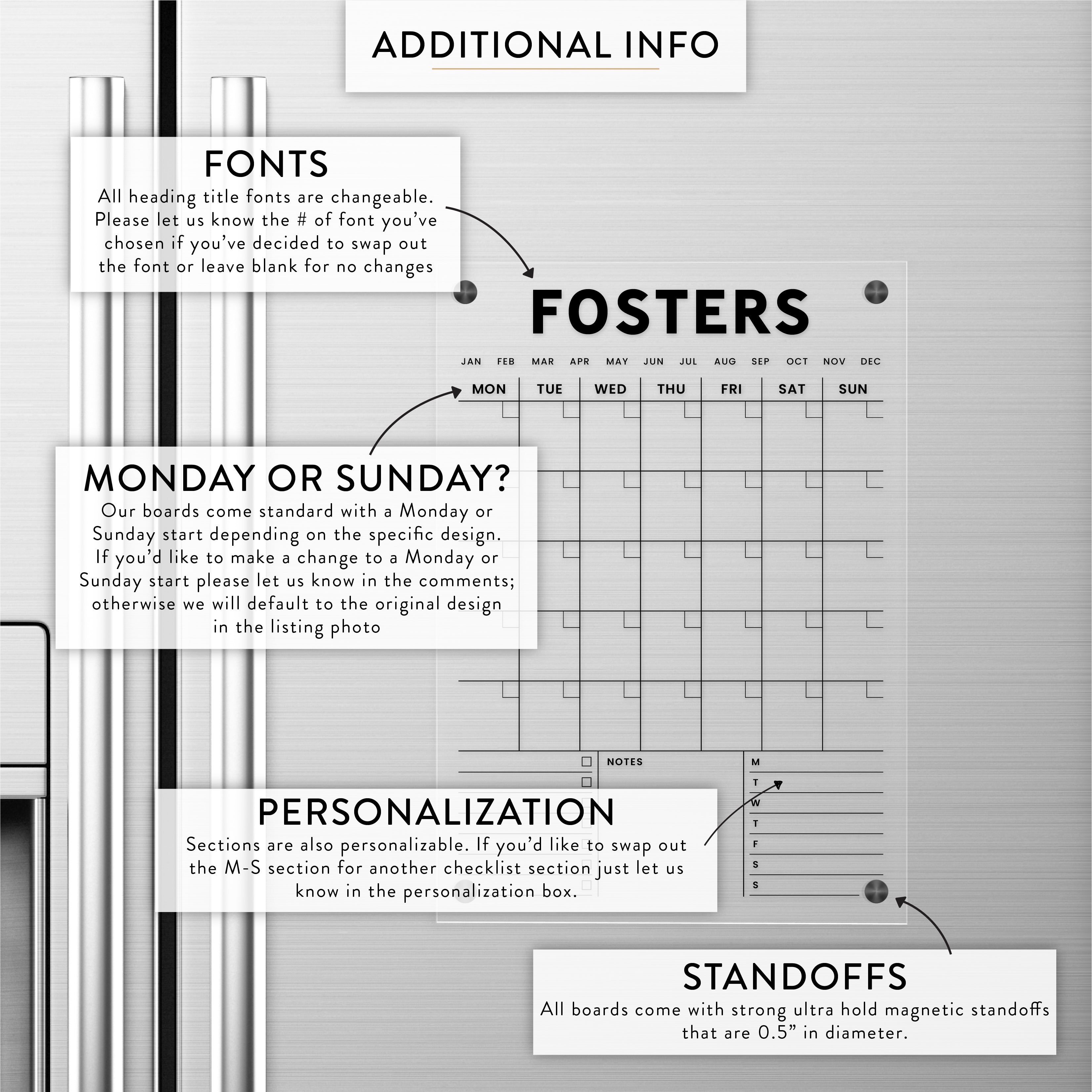 Personalized Monthly Magnetic Acrylic Calendar