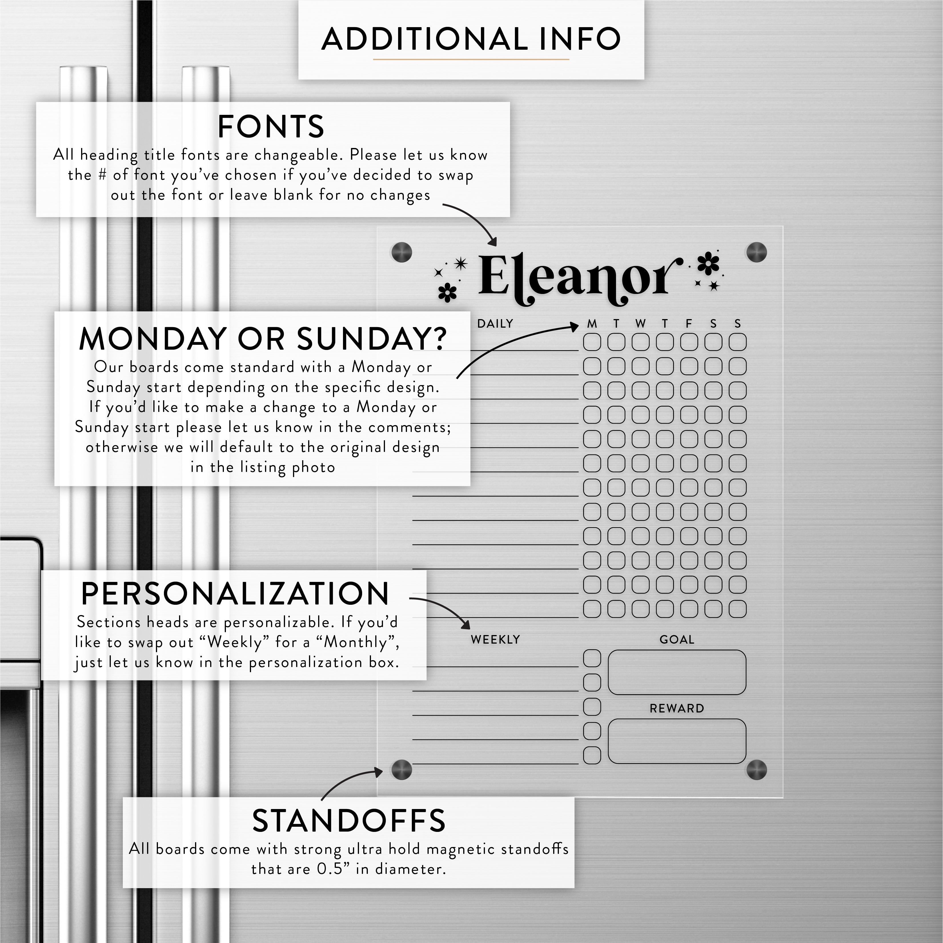 Personalized Kid's Magnetic Acrylic Chore Chart