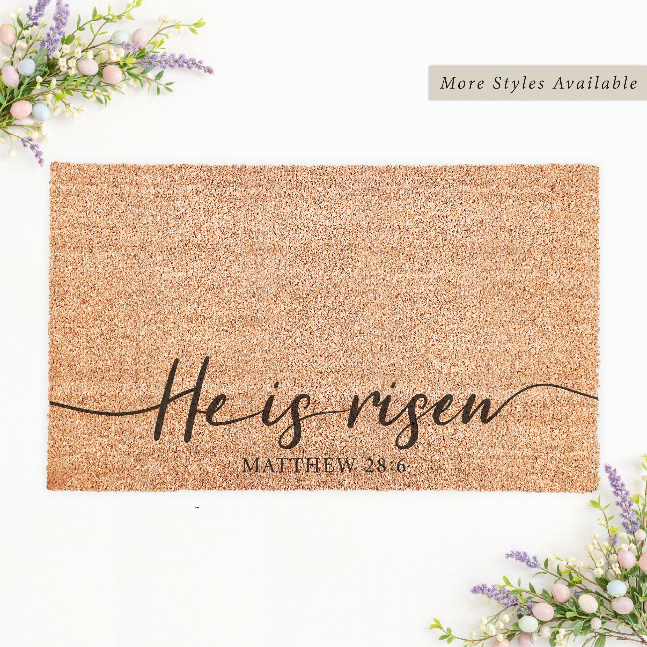 He Is Risen Easter Doormat