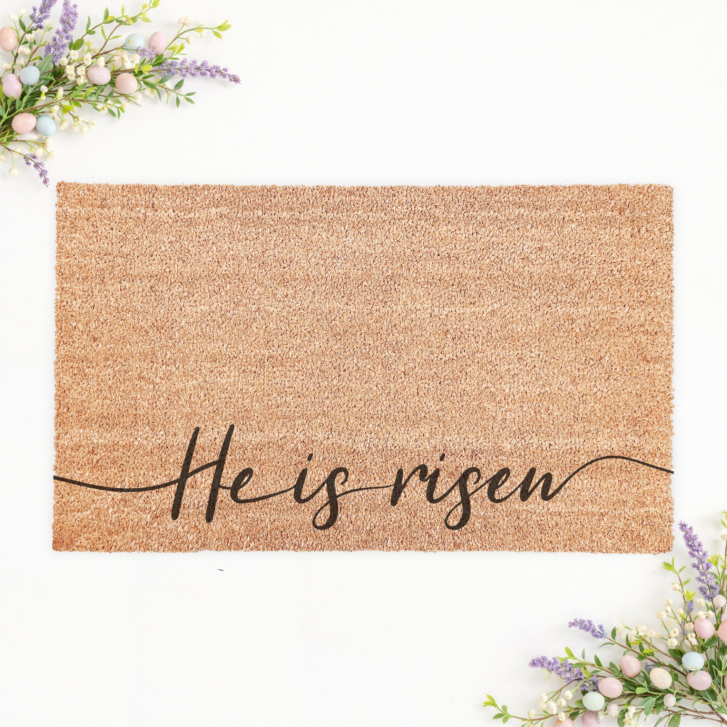 He Is Risen Easter Doormat