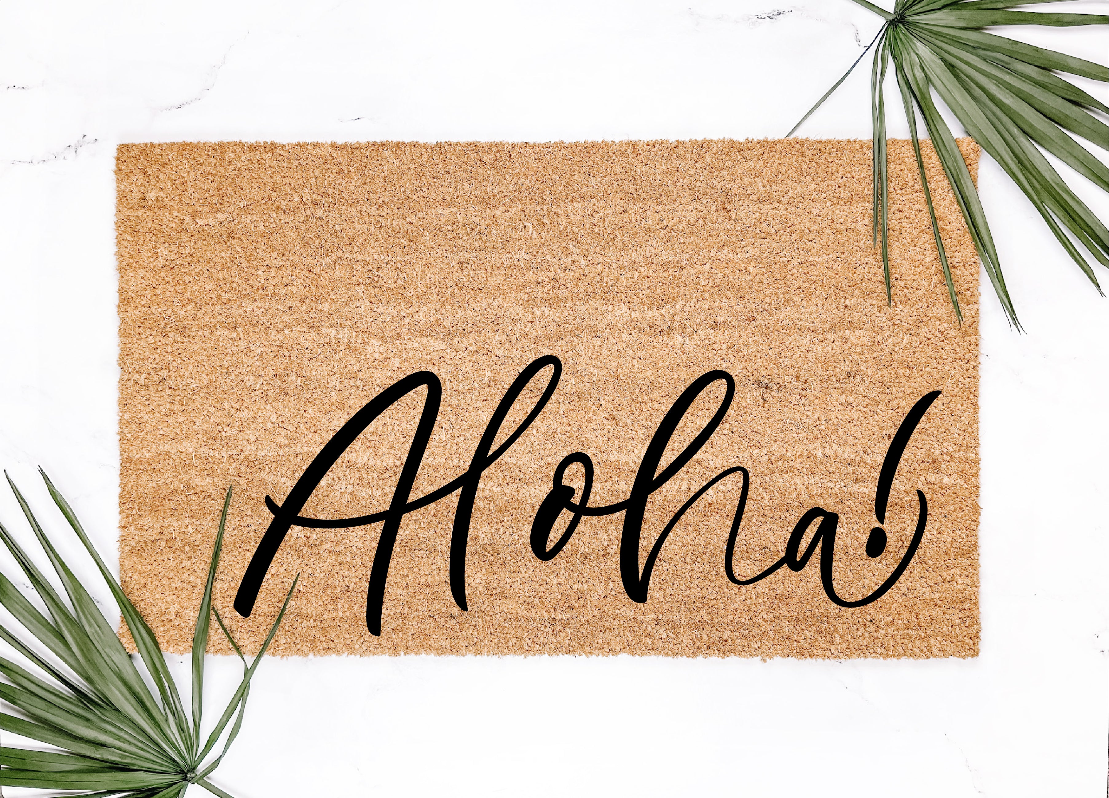 Aloha! Brush Script Summer Doormat