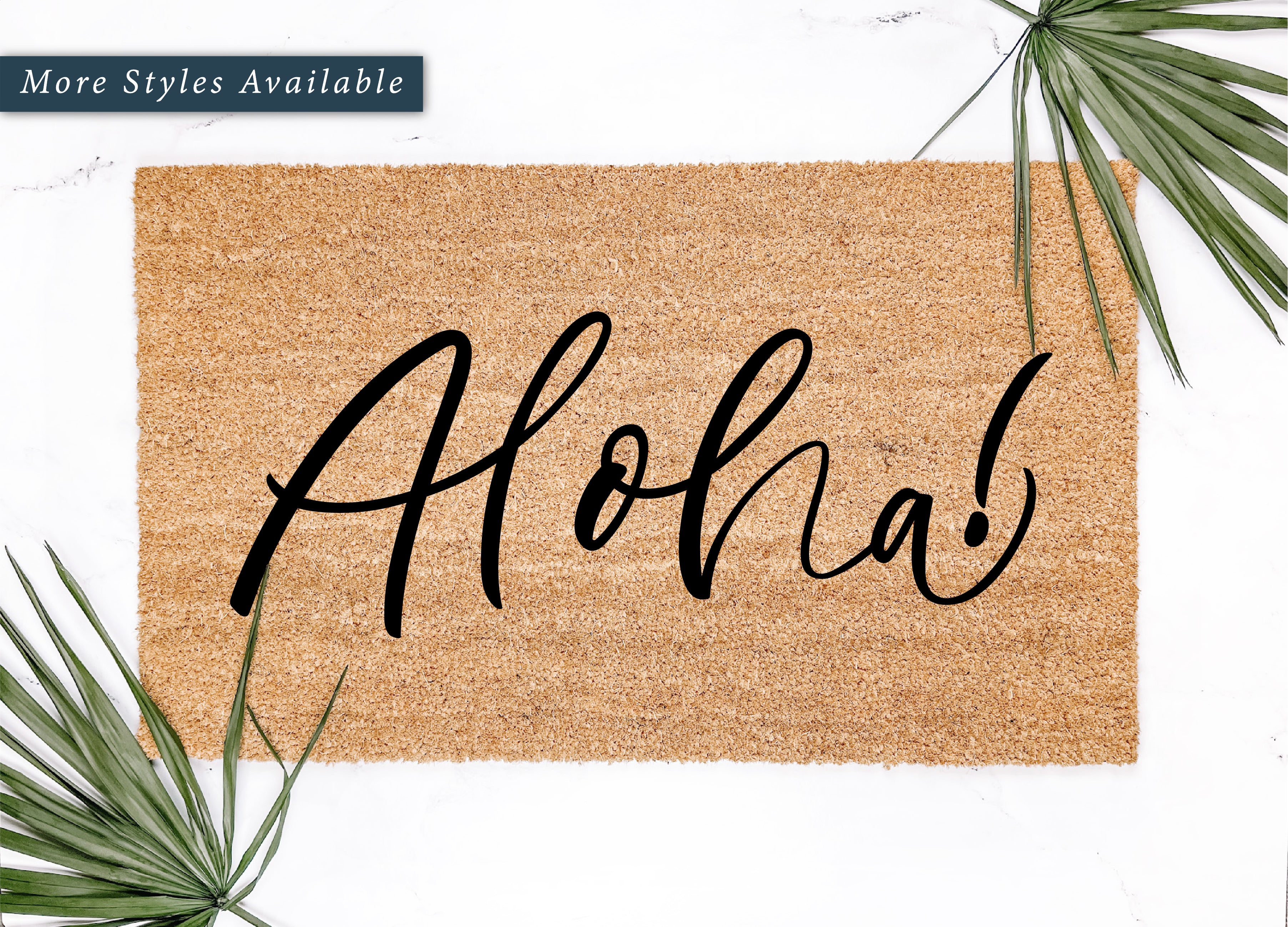 Aloha! Brush Script Summer Doormat