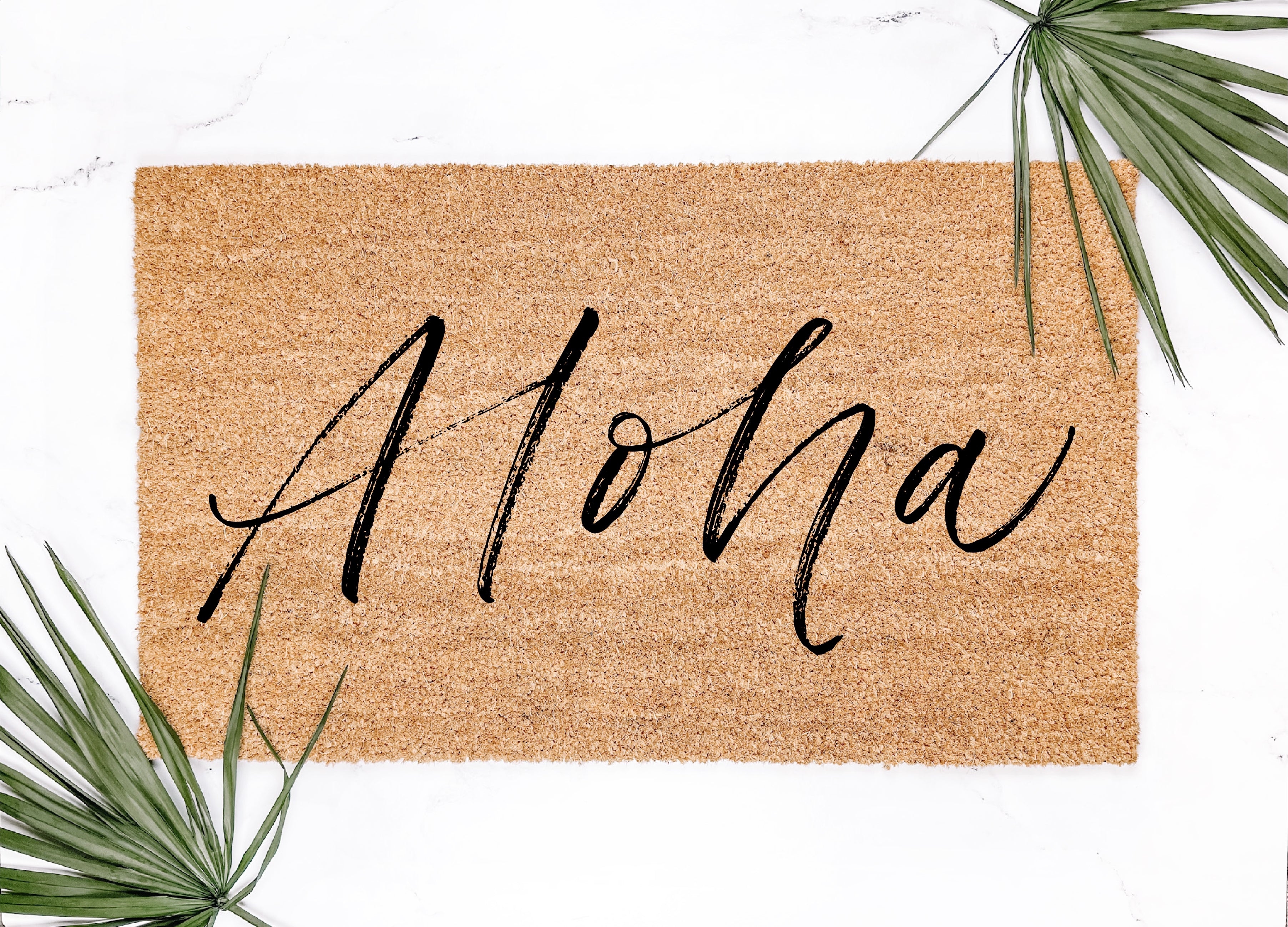 Aloha Brush Script Doormat
