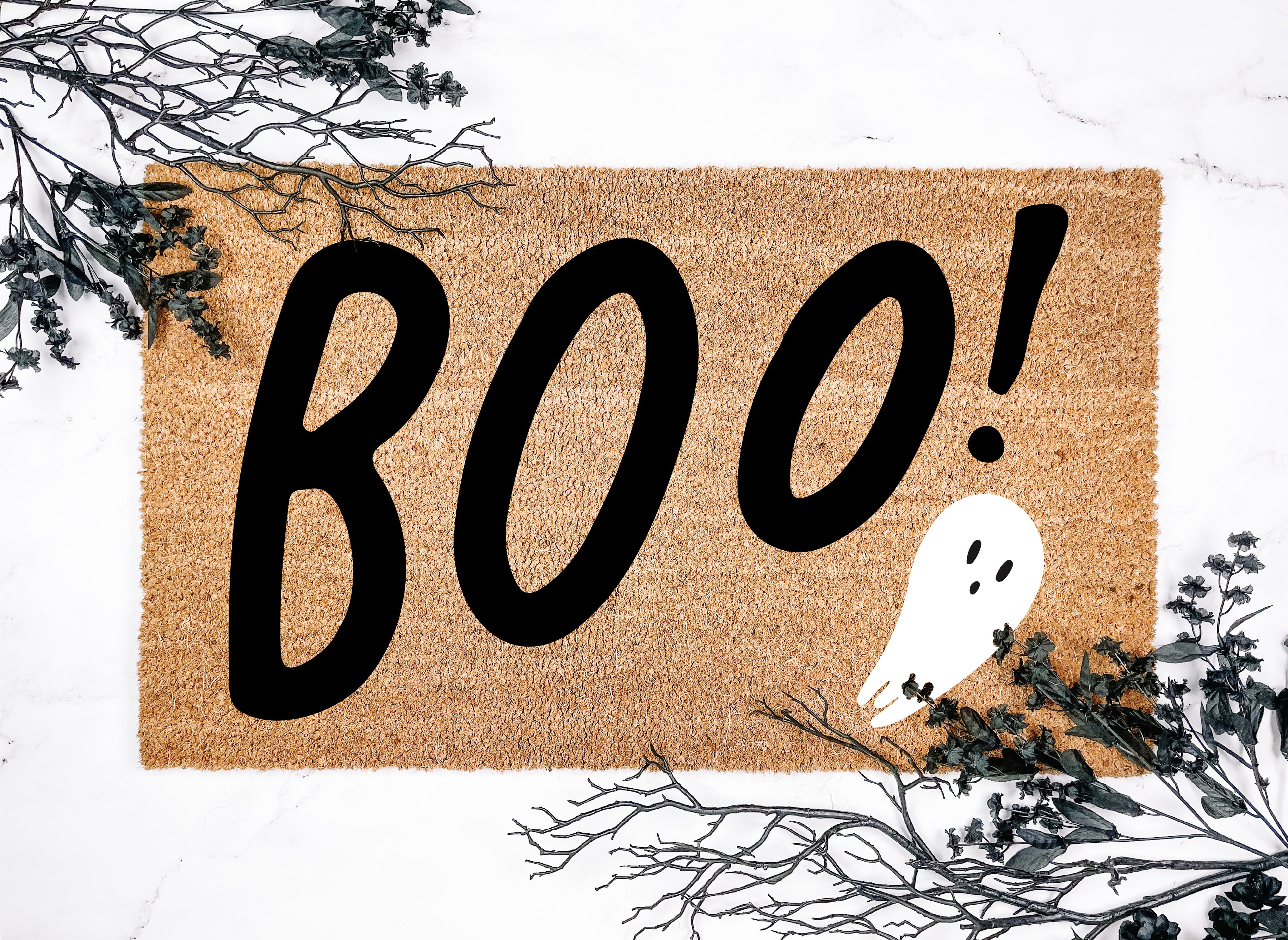 Boo! Cute Floating Spooky Ghost Halloween Doormat