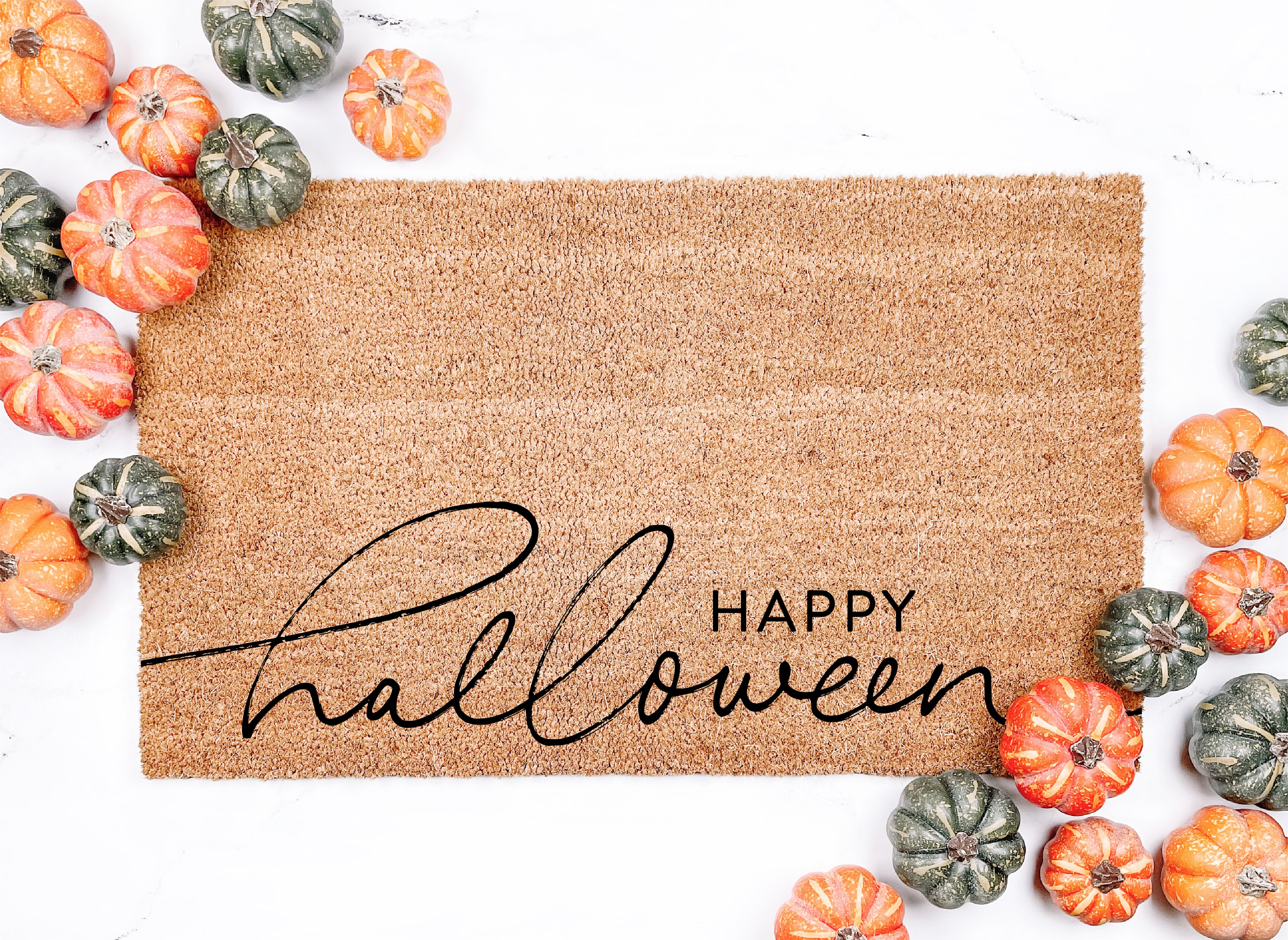 Modern Script Happy Halloween Doormat