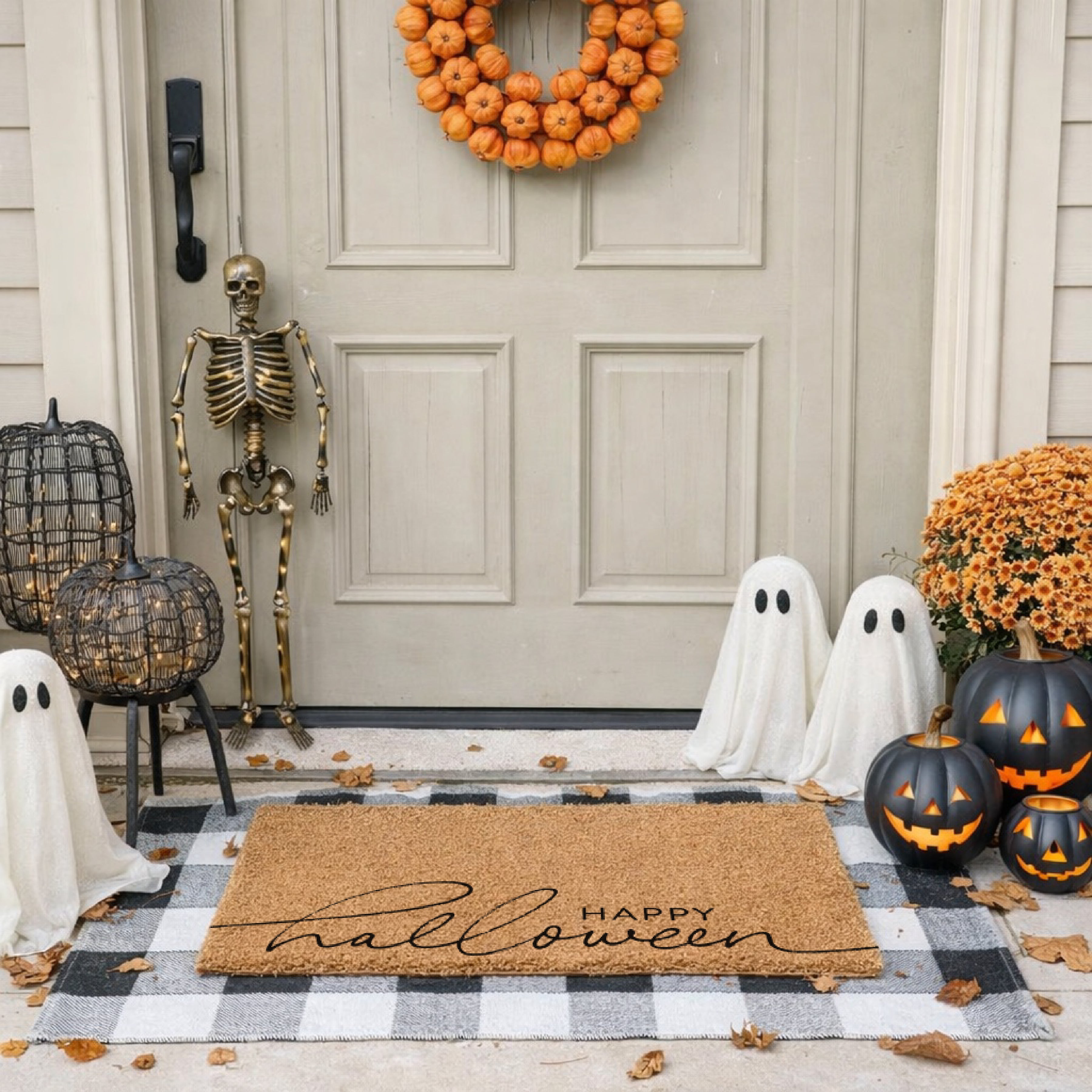 Modern Script Happy Halloween Doormat