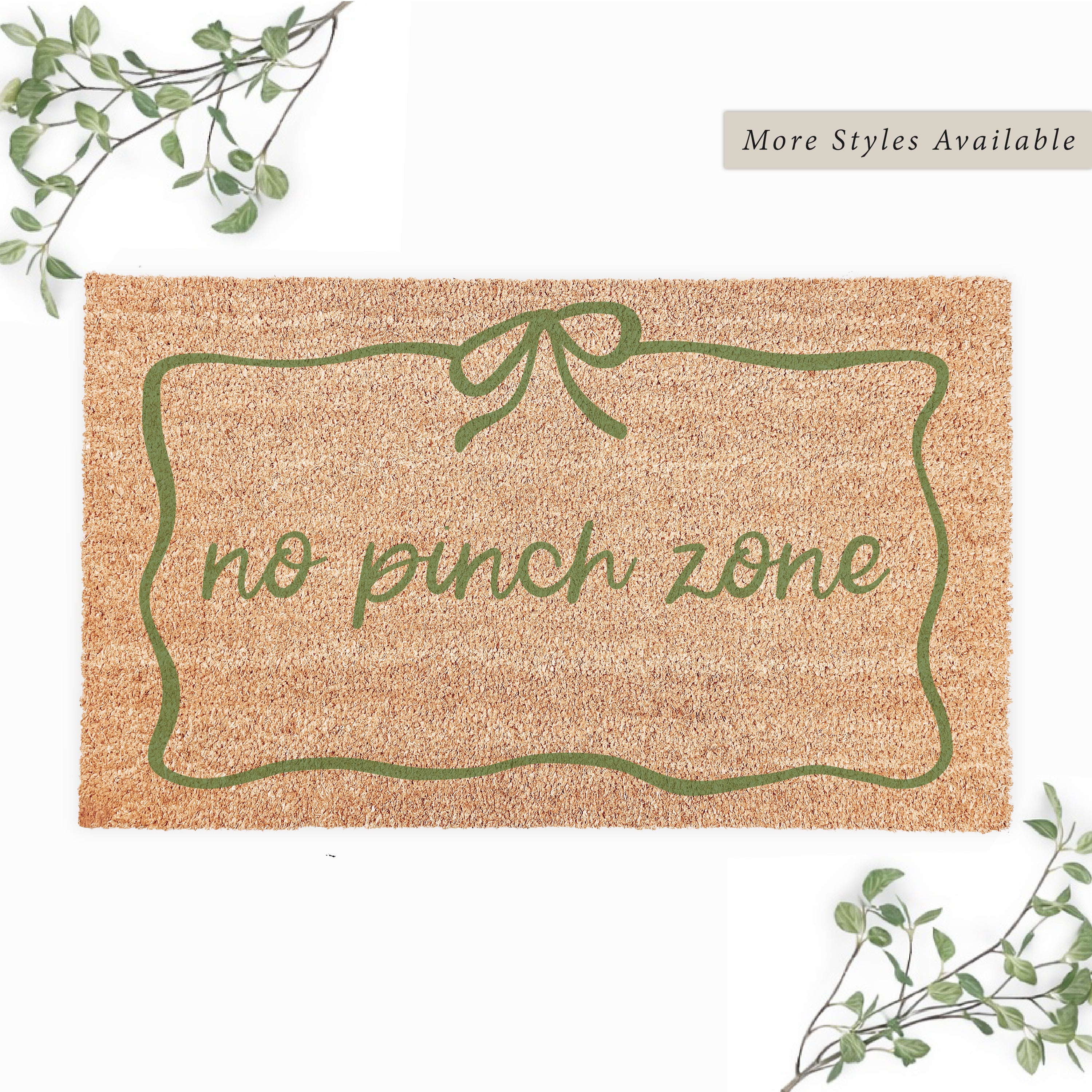 No Pinch Zone With Bow Border Doormat