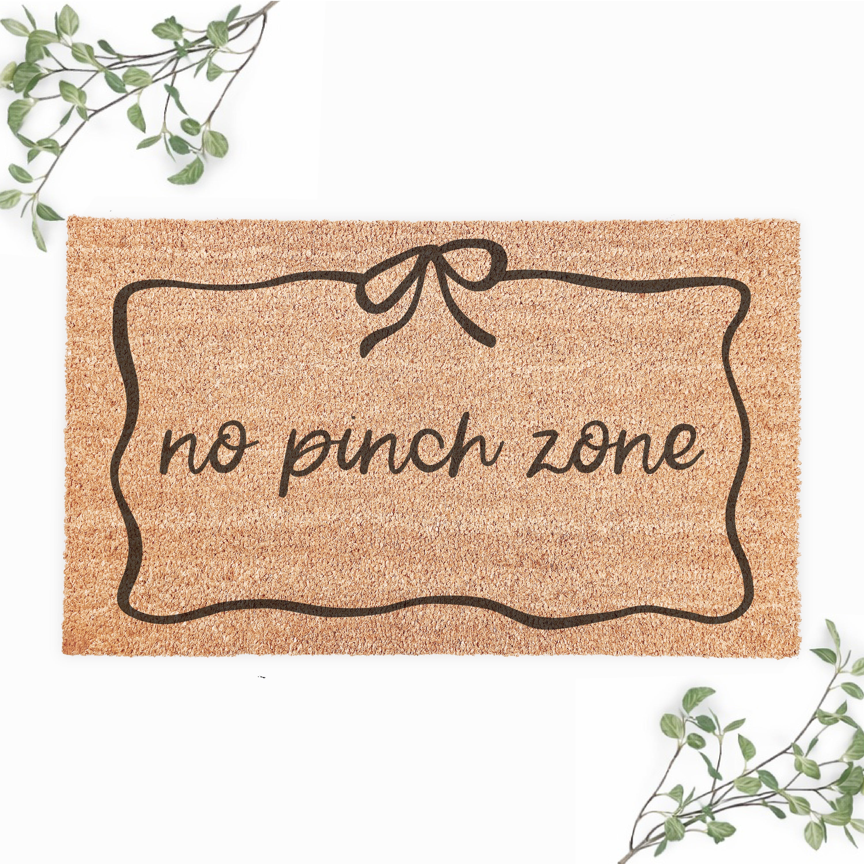 No Pinch Zone With Bow Border Doormat