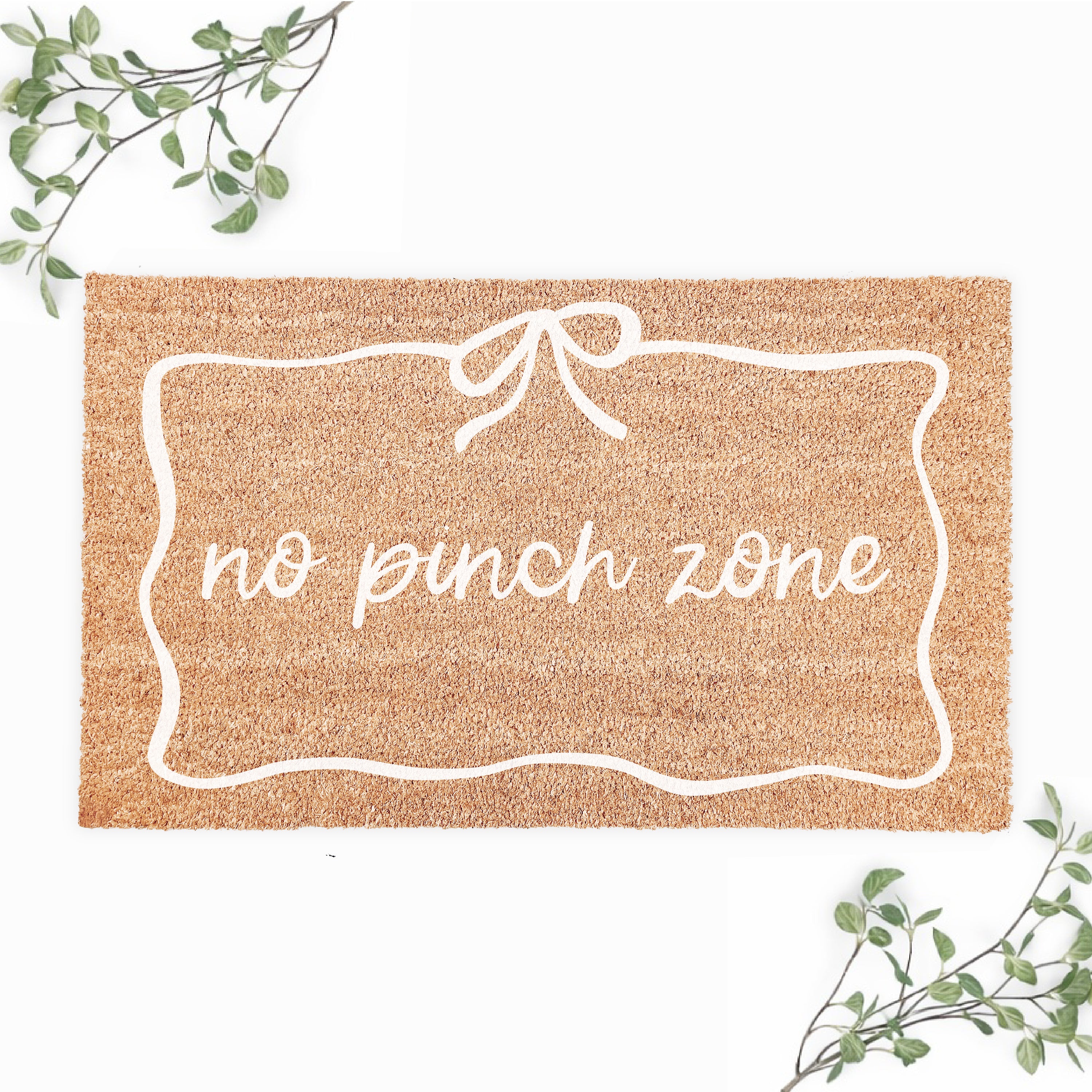 No Pinch Zone With Bow Border Doormat