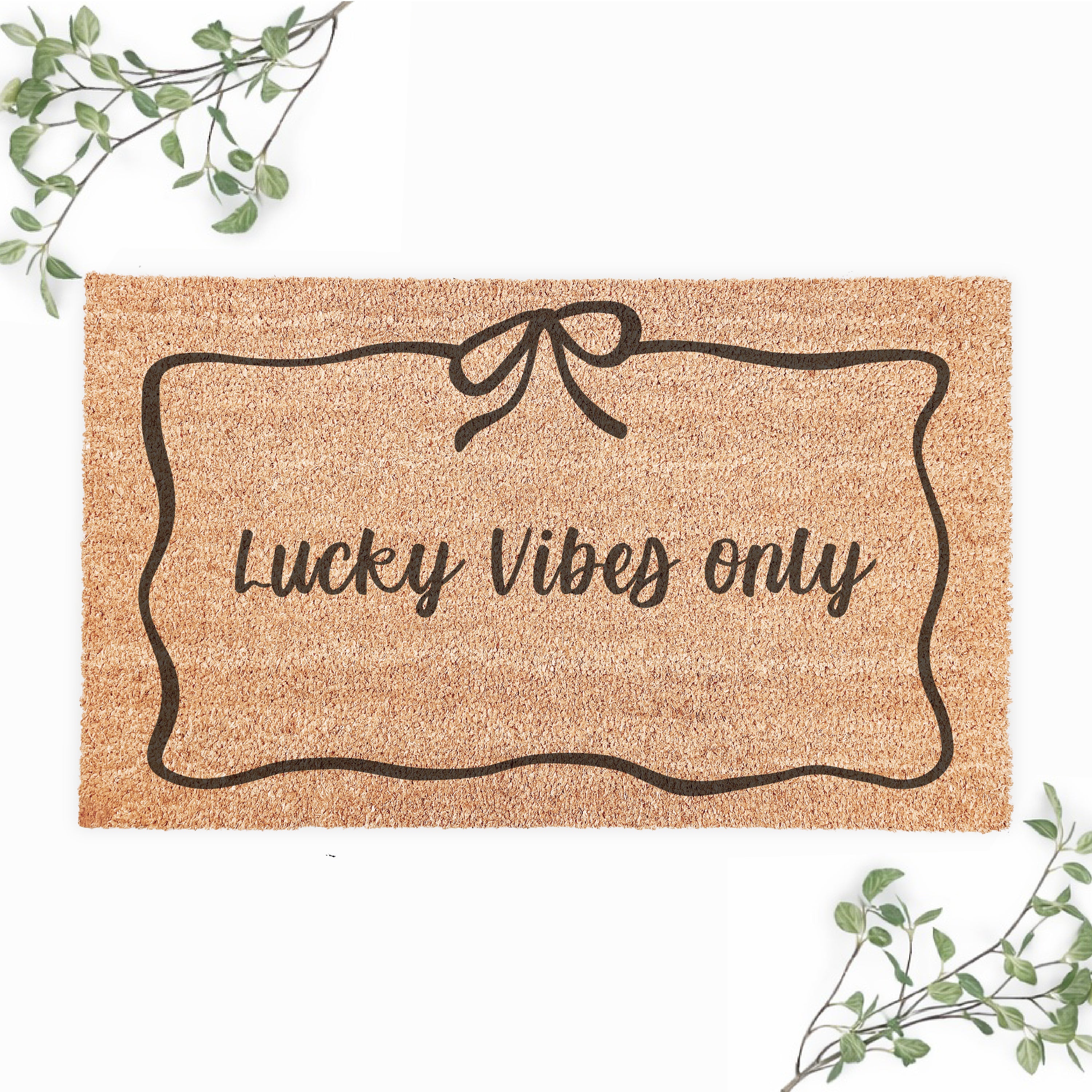 Lucky Vibes Only With Bow Border Doormat