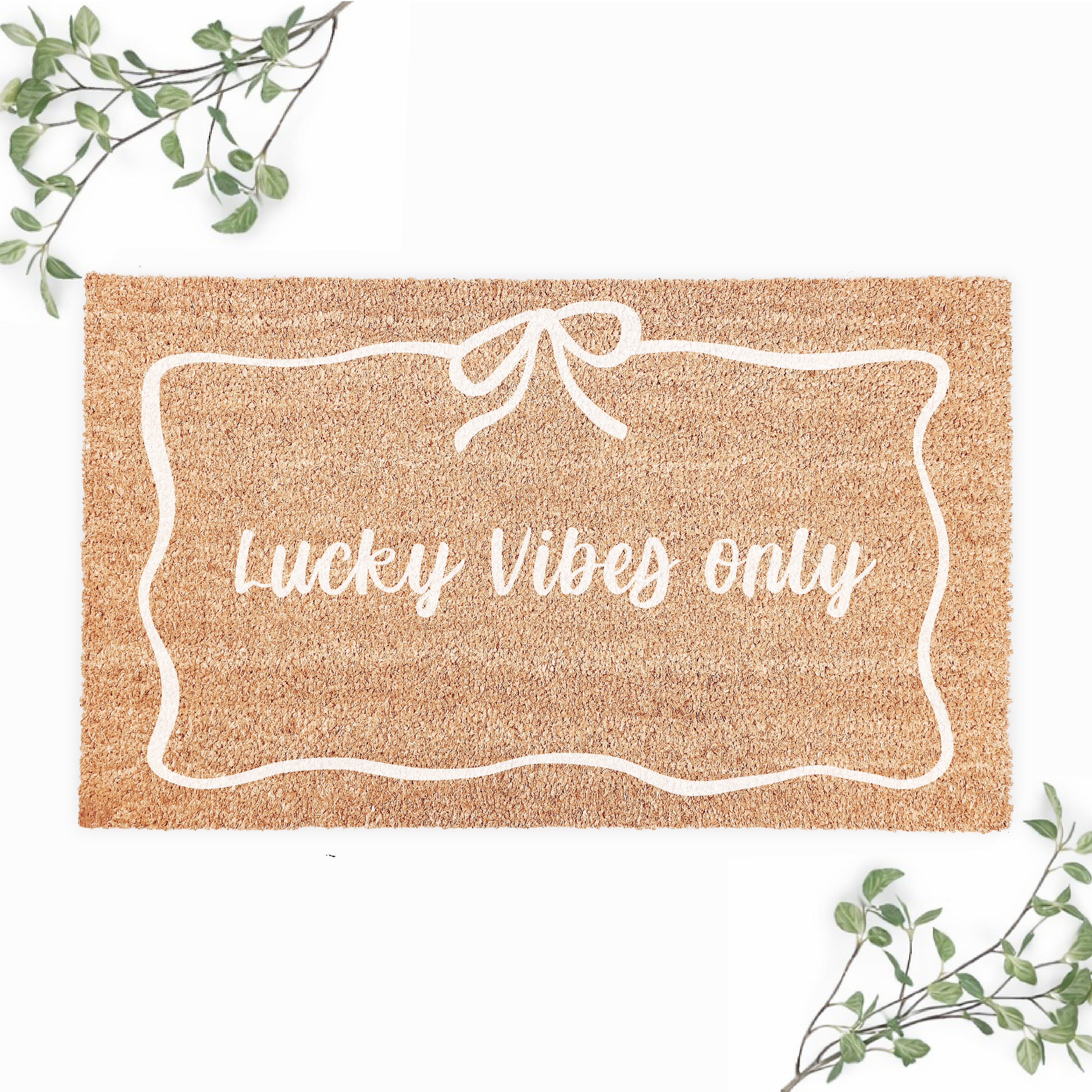 Lucky Vibes Only With Bow Border Doormat
