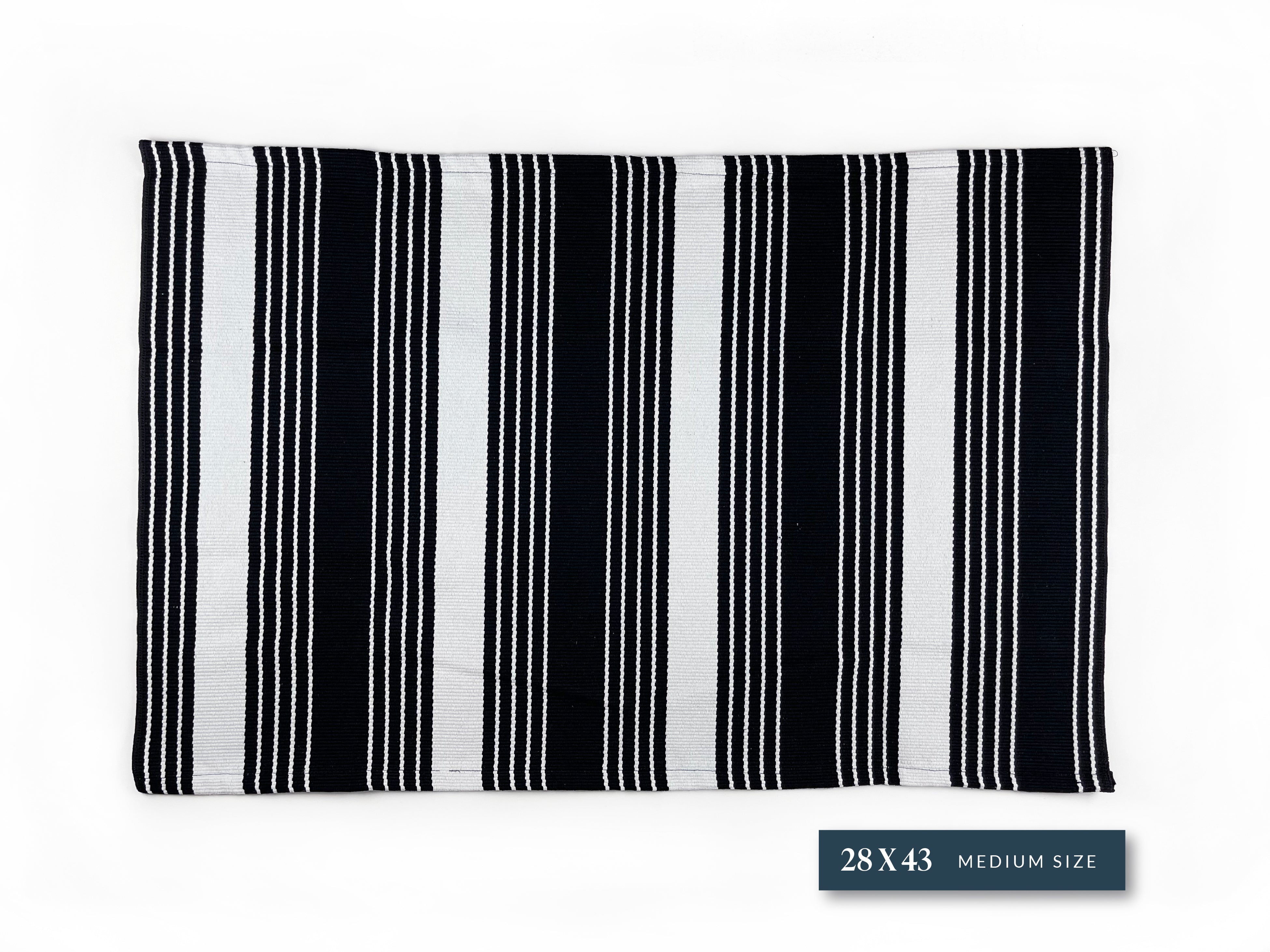 Black & White Chunky Stripe Layering Rug