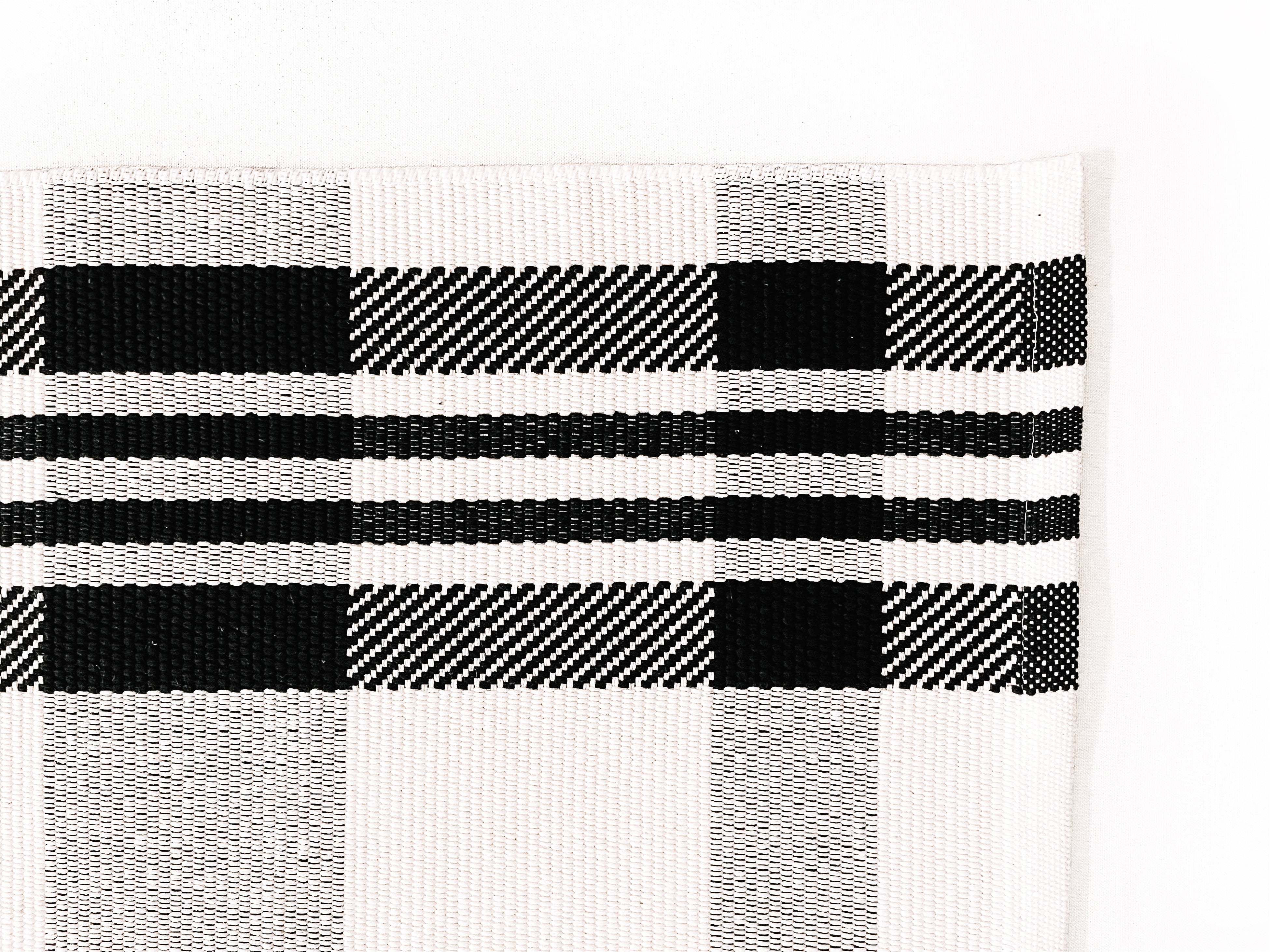 Jumbo Modern Black and White Plaid Layering Rug
