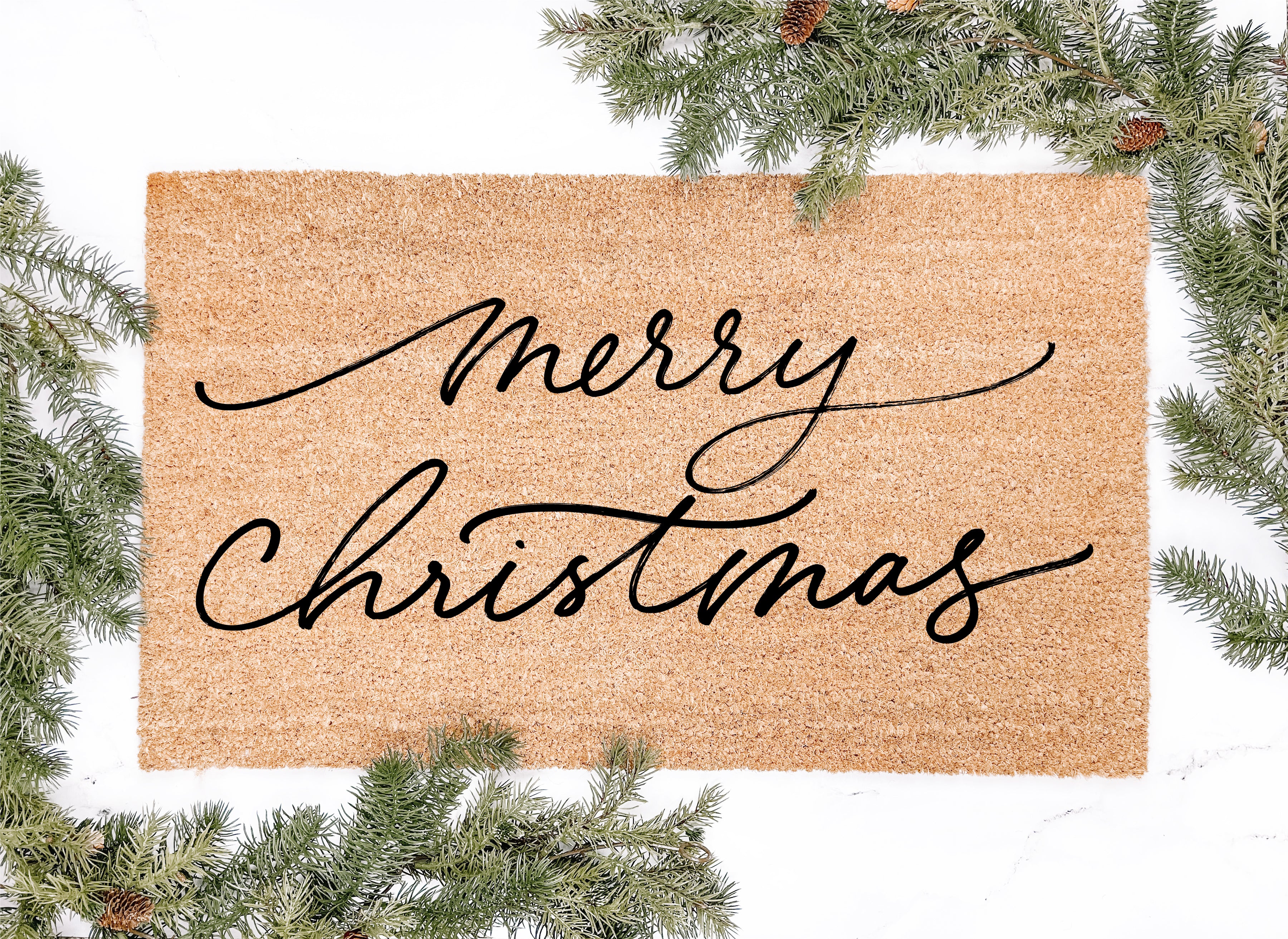 Modern Merry Christmas Script Doormat