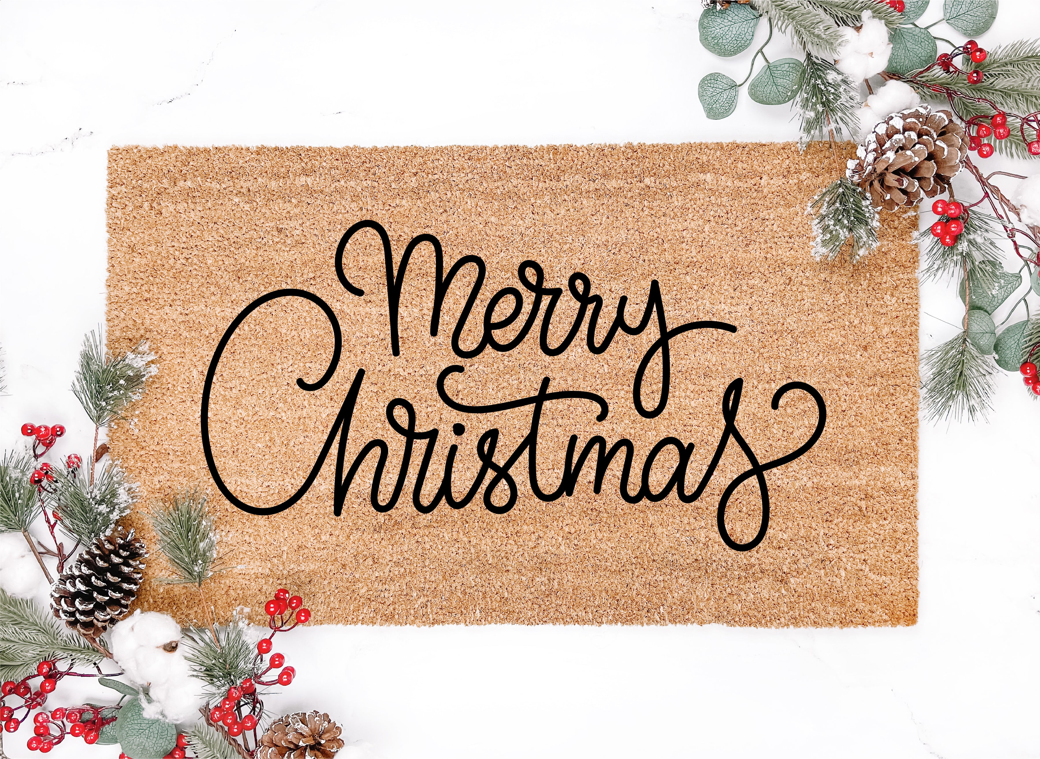 Merry Christmas Cursive Doormat