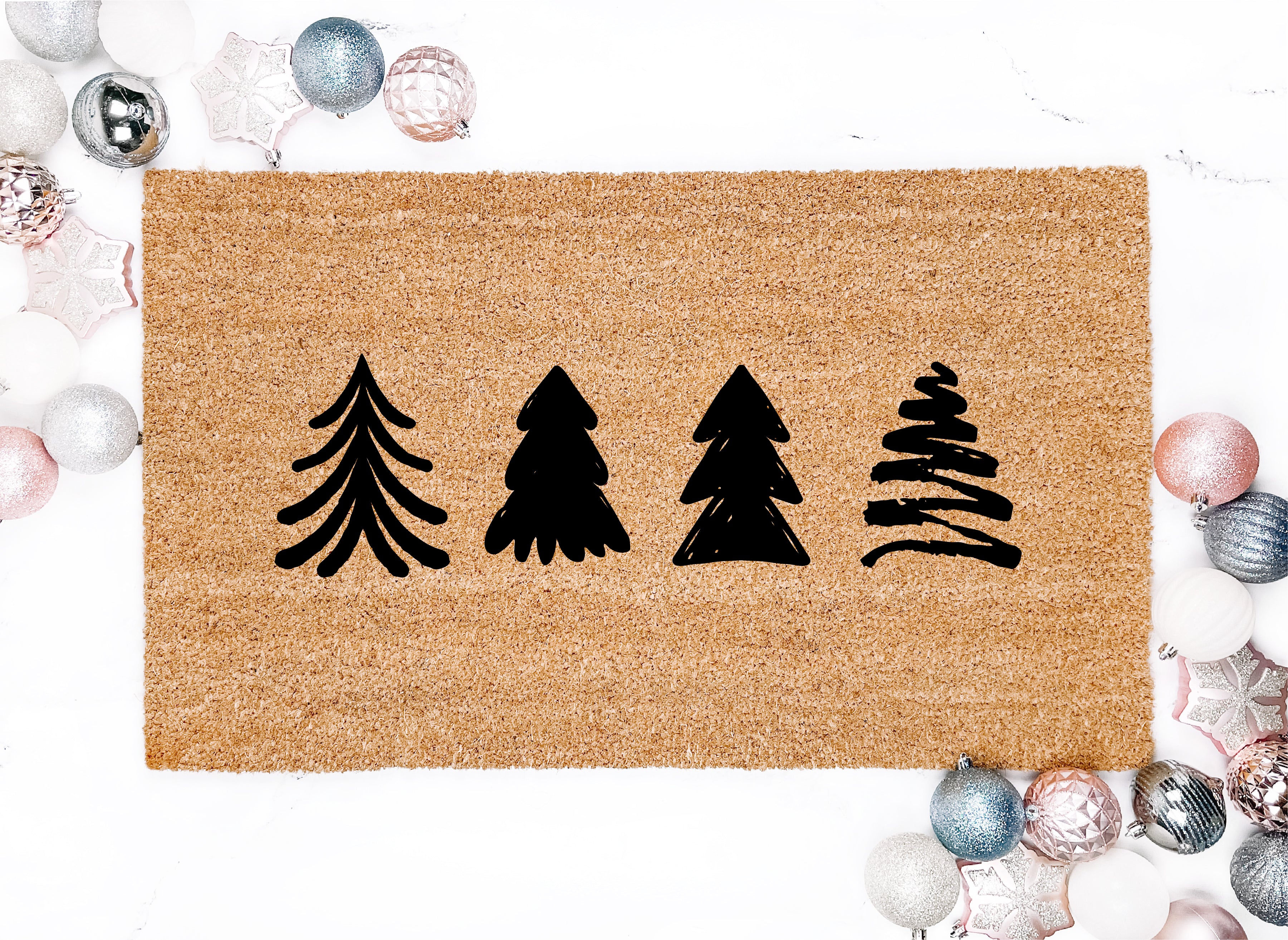 Modern Christmas Trees Doormat