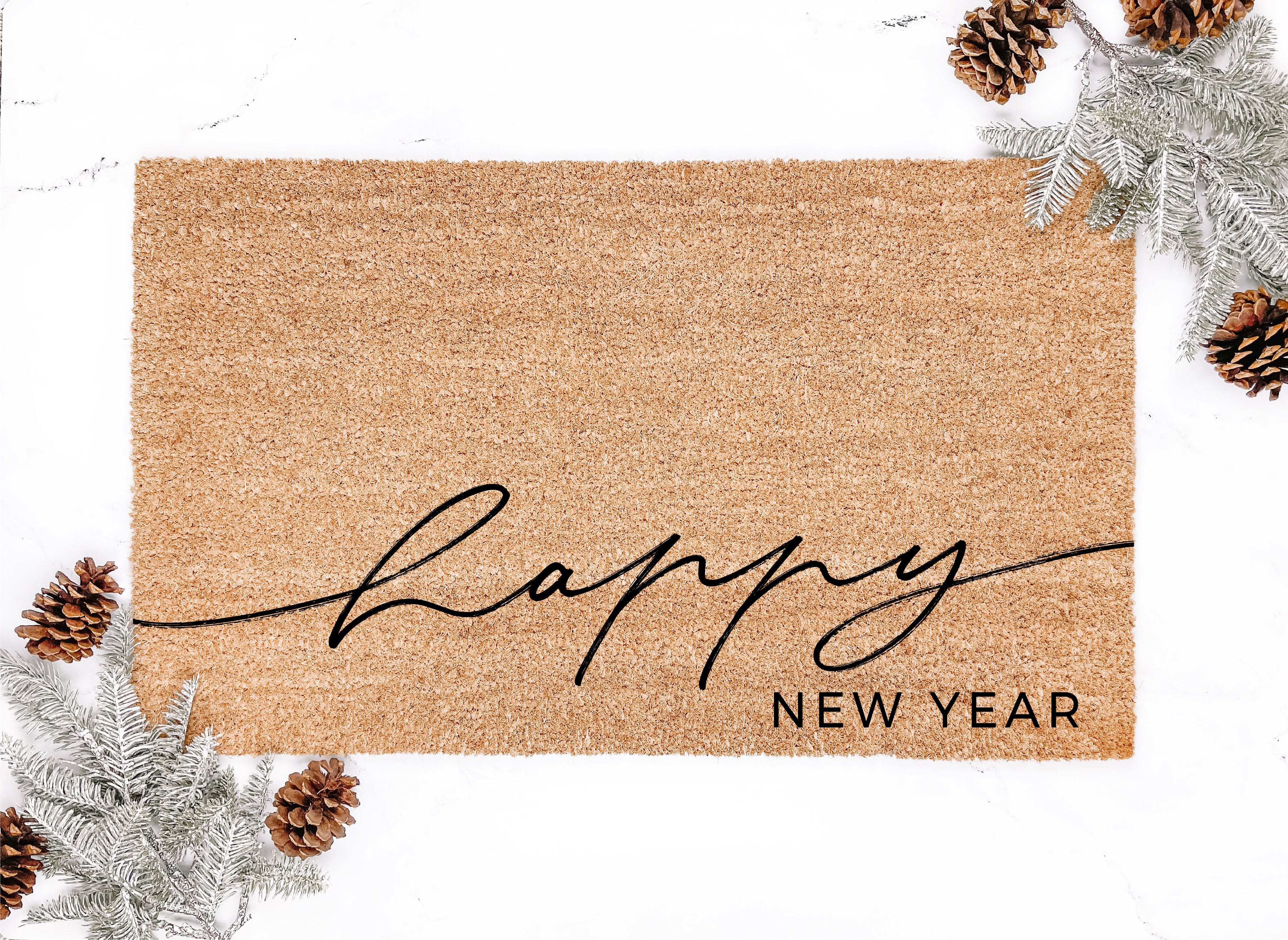 Happy New Year Modern Script Doormat