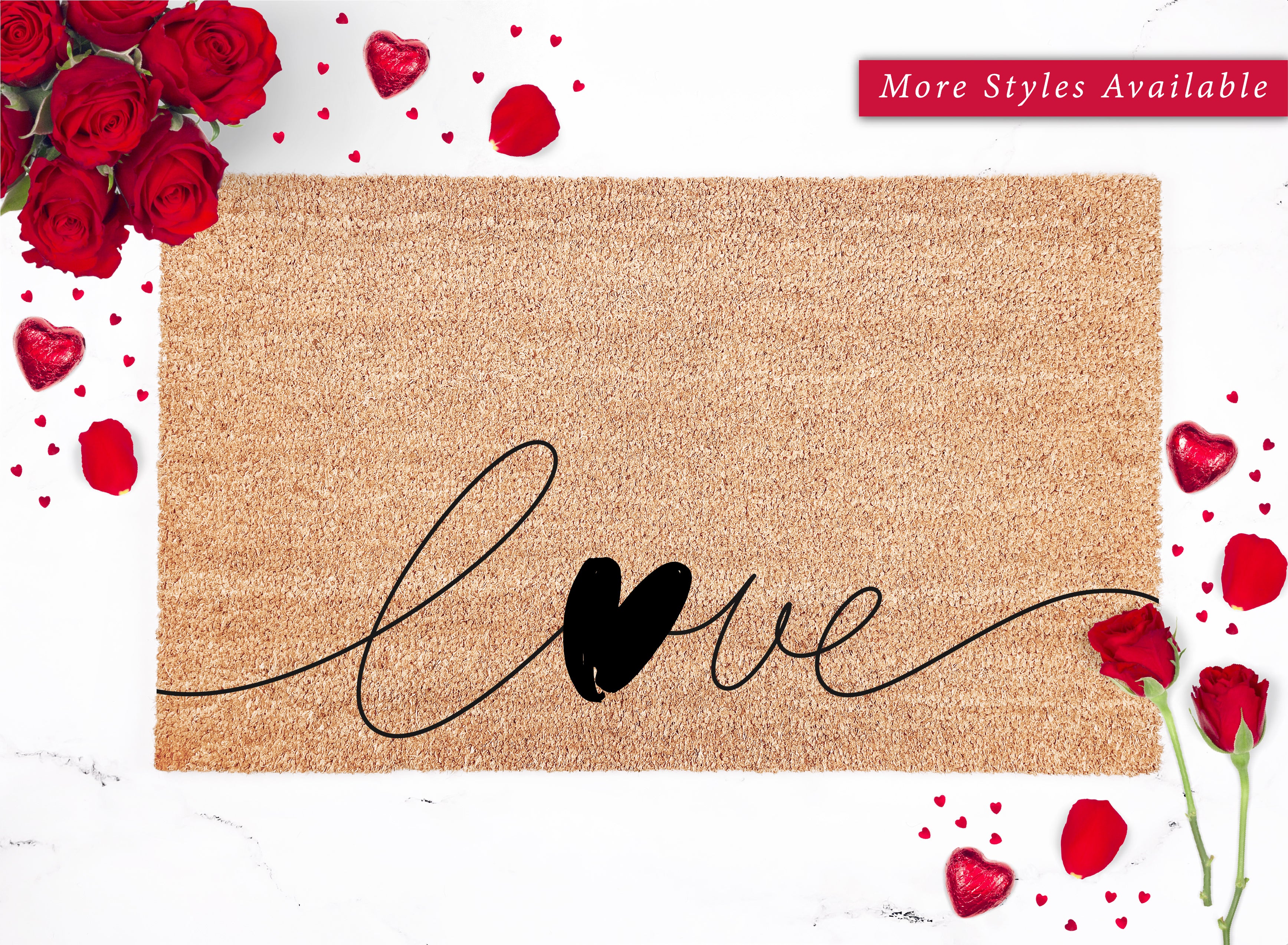 Love Heart Script Doormat