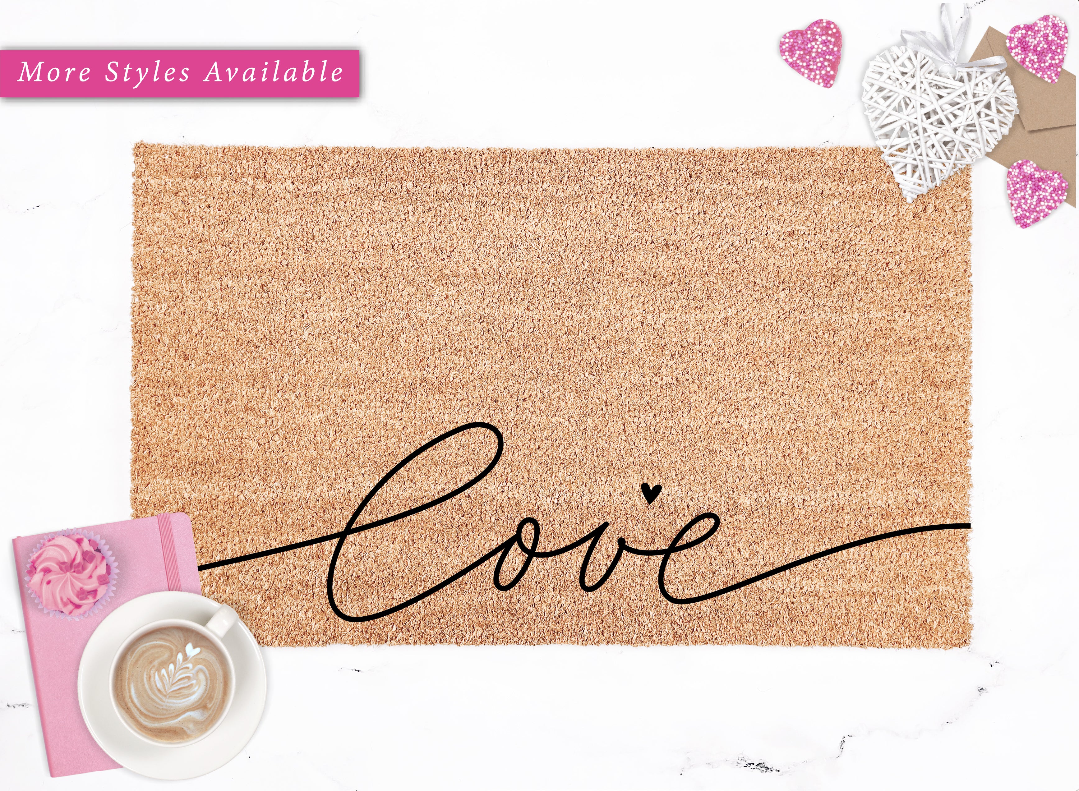 Love Script with Mini Heart Doormat