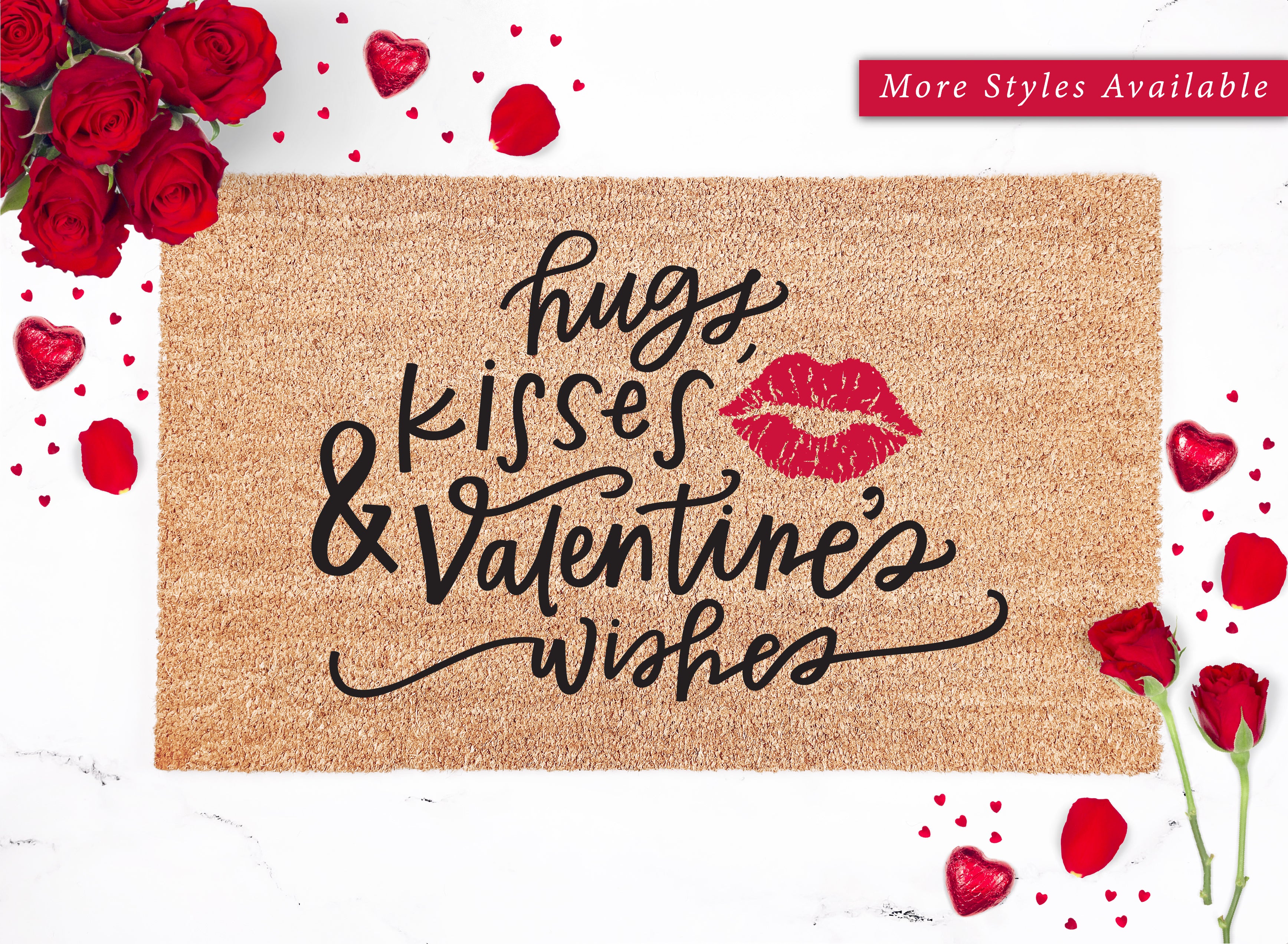 Hugs Kisses and Valentines Wishes Doormat