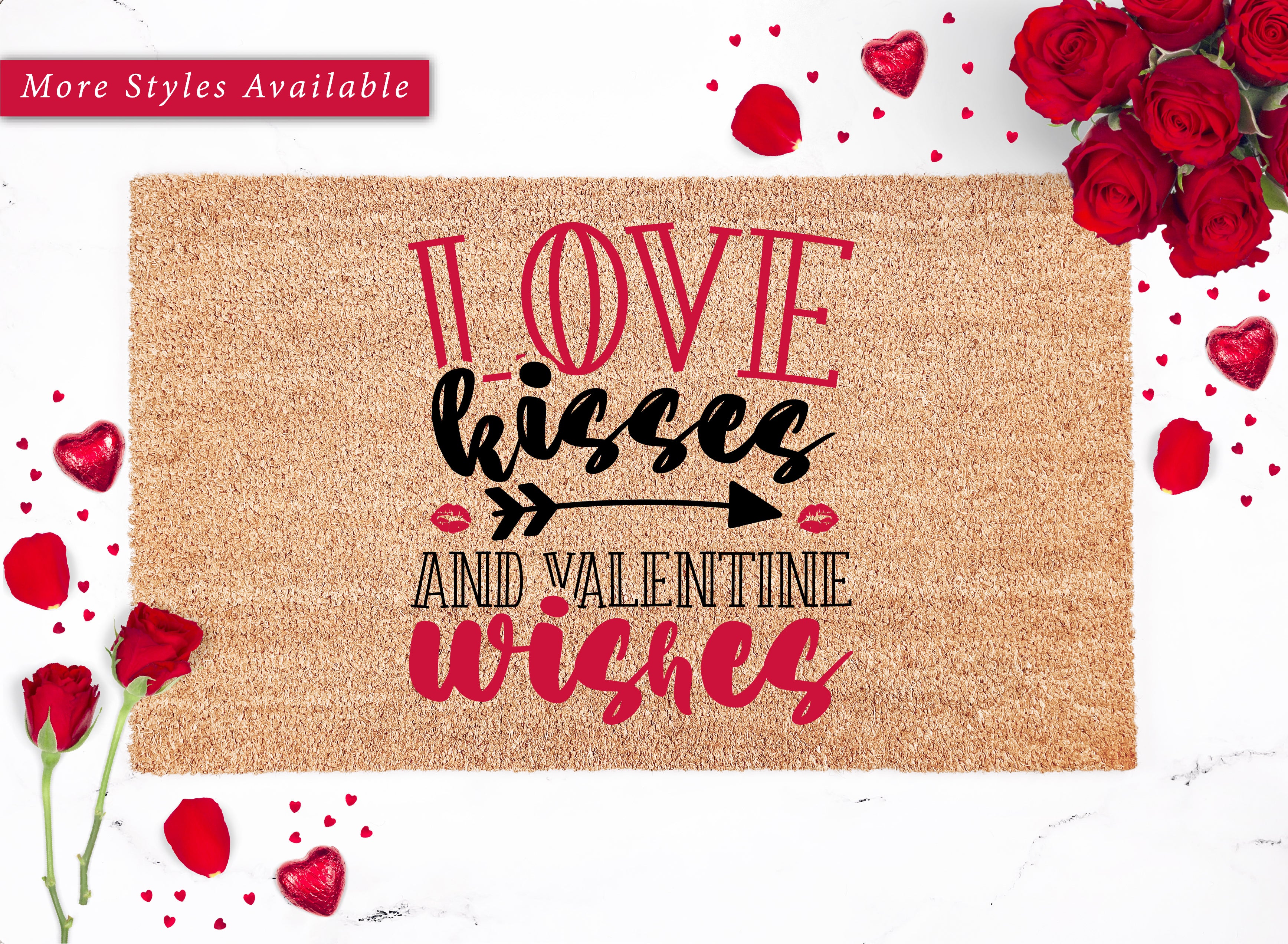 Love Kisses and Valentines Wishes Doormat