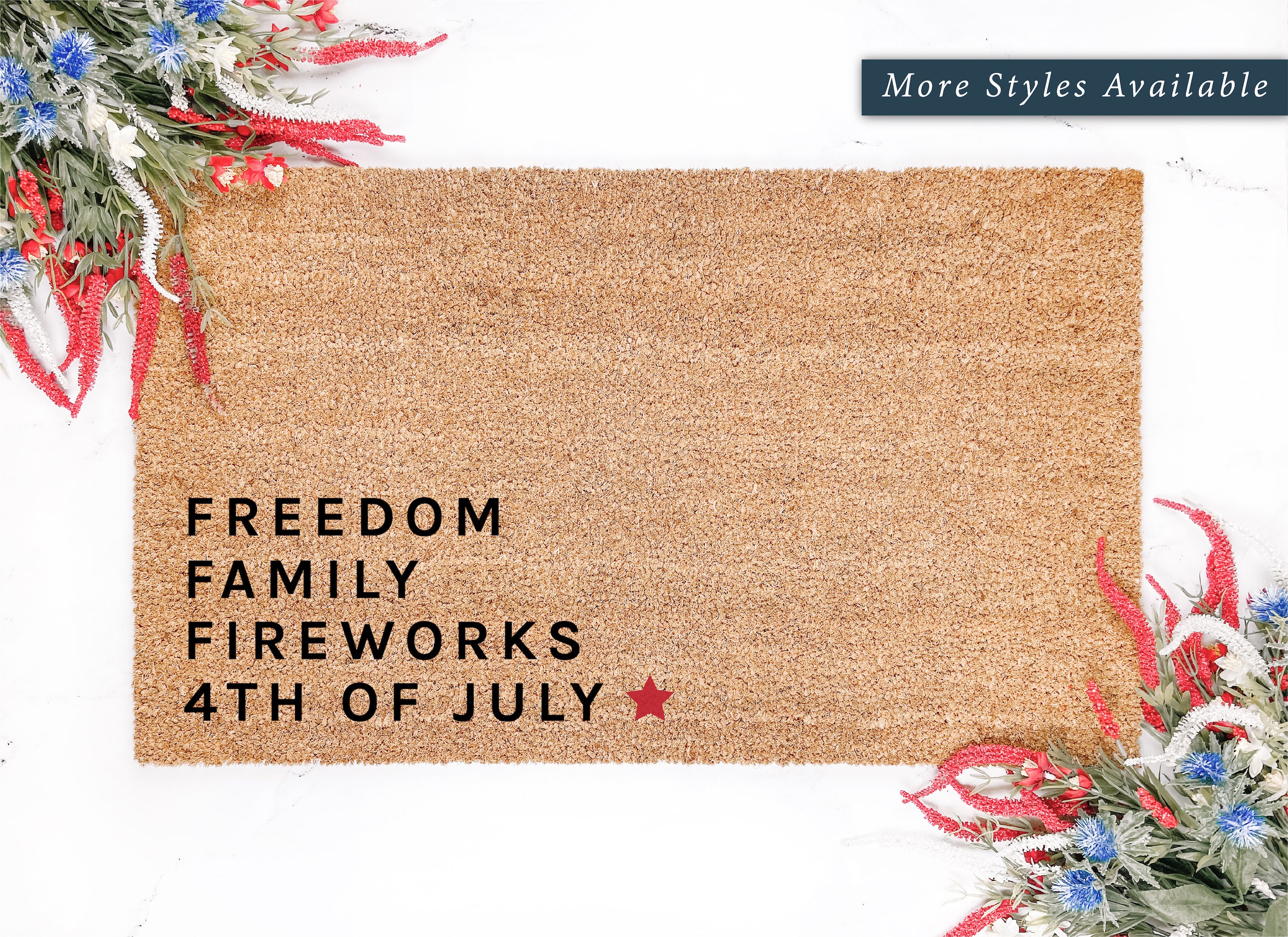 Freedom Family Fireworks Fourth of July Doormat