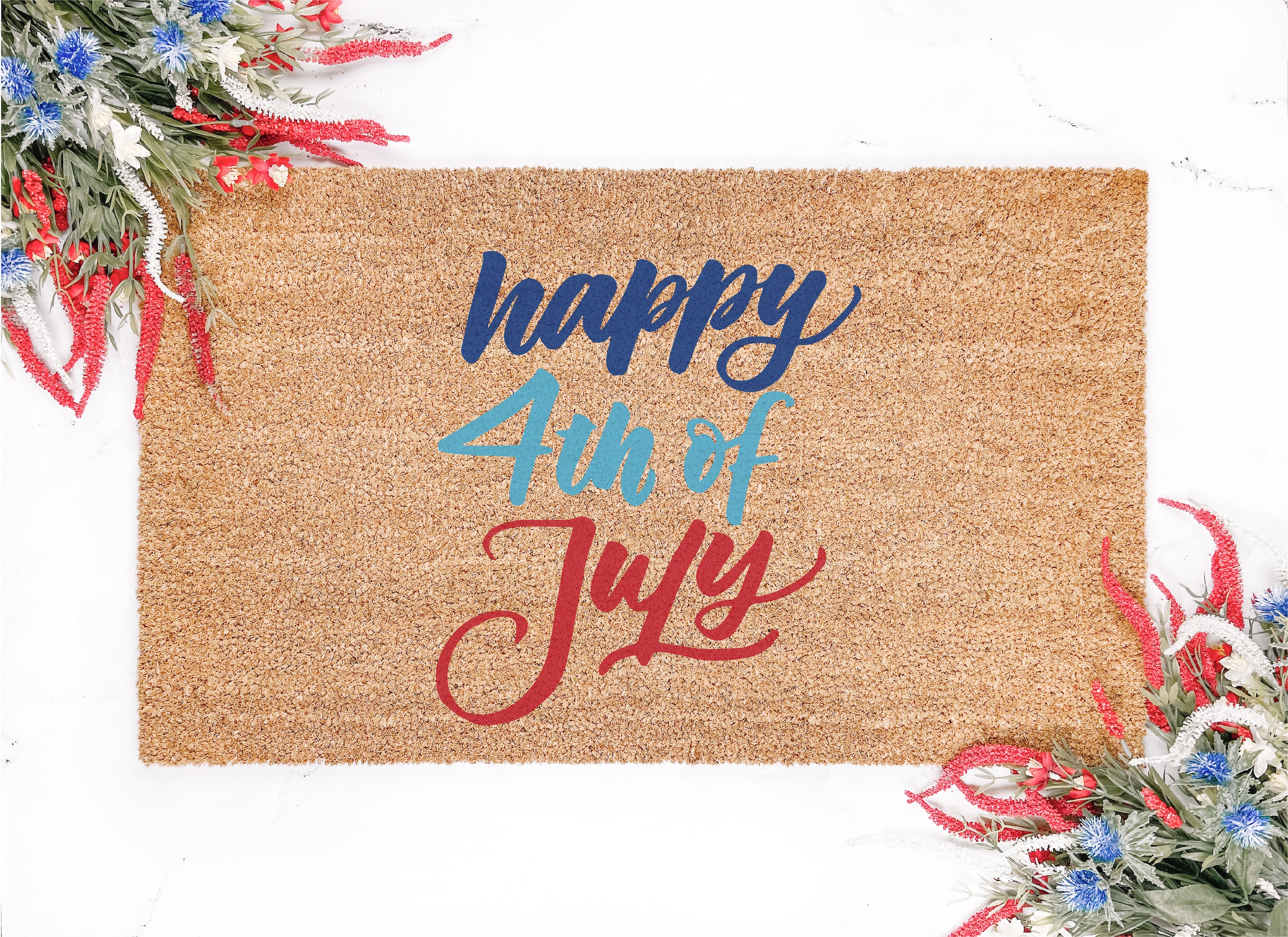 Happy 4th of July Colorful Script Doormat
