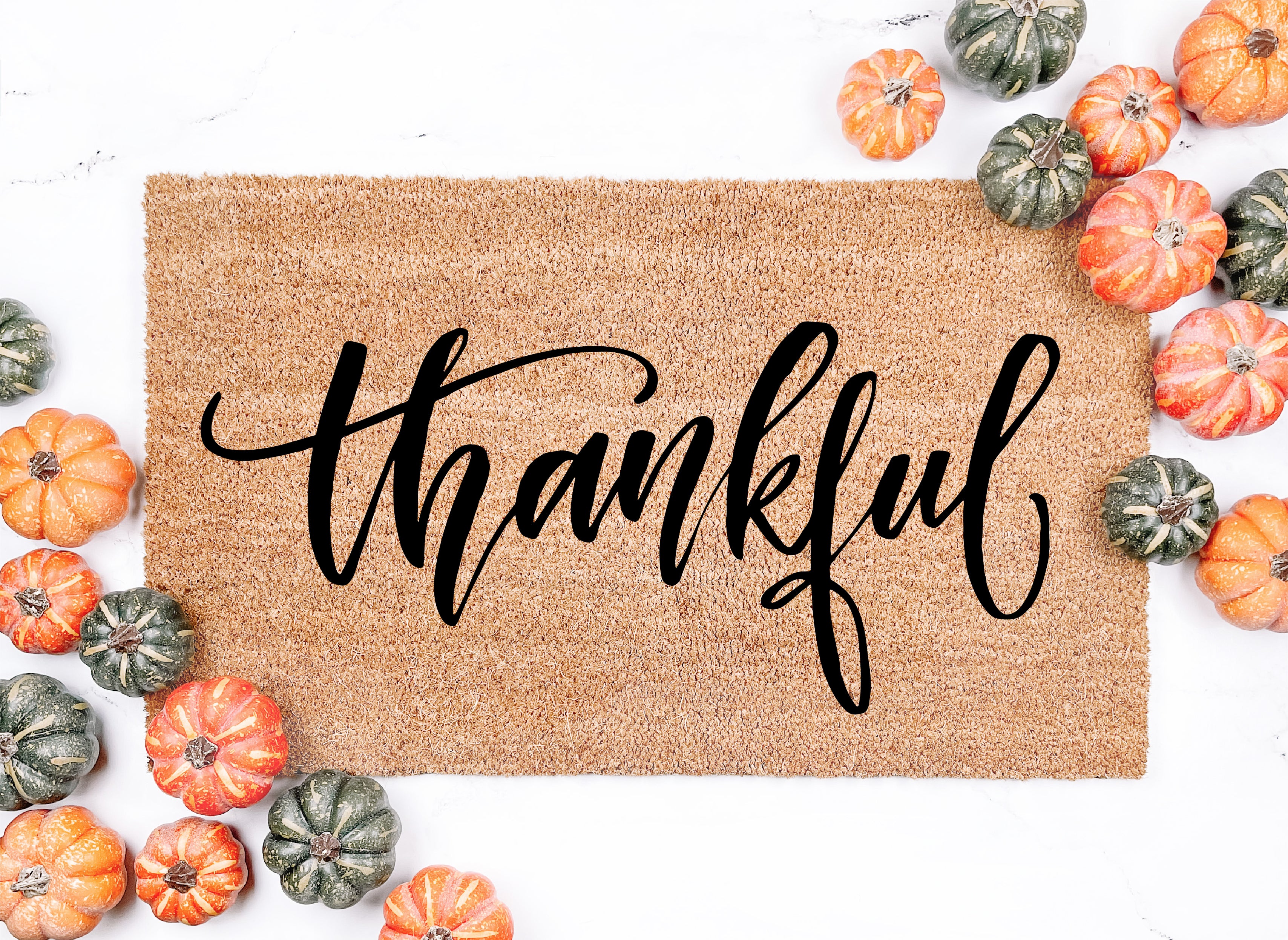 Thankful Script Thanksgiving Doormat