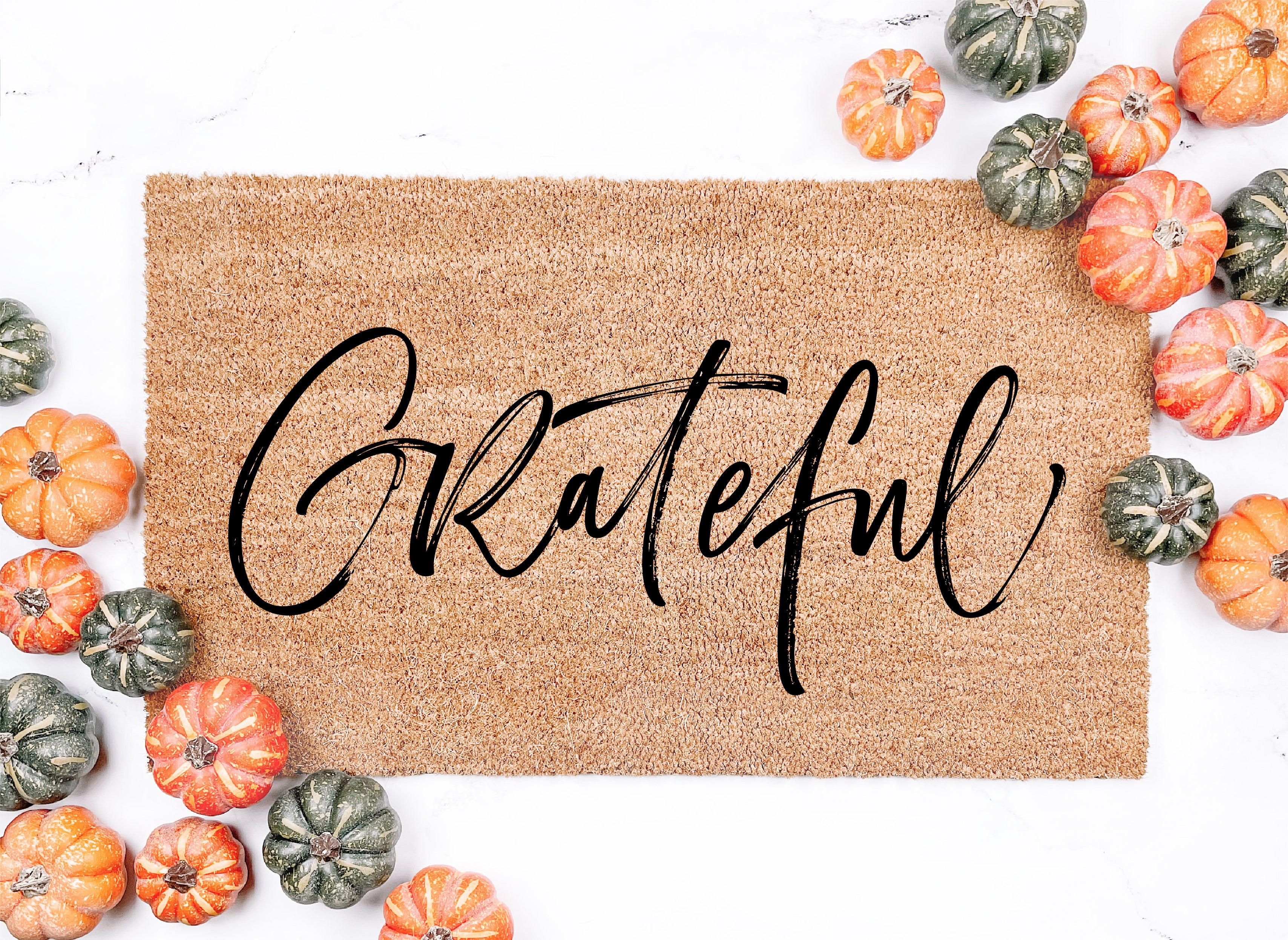 Grateful Script v2 Thanksgiving Doormat