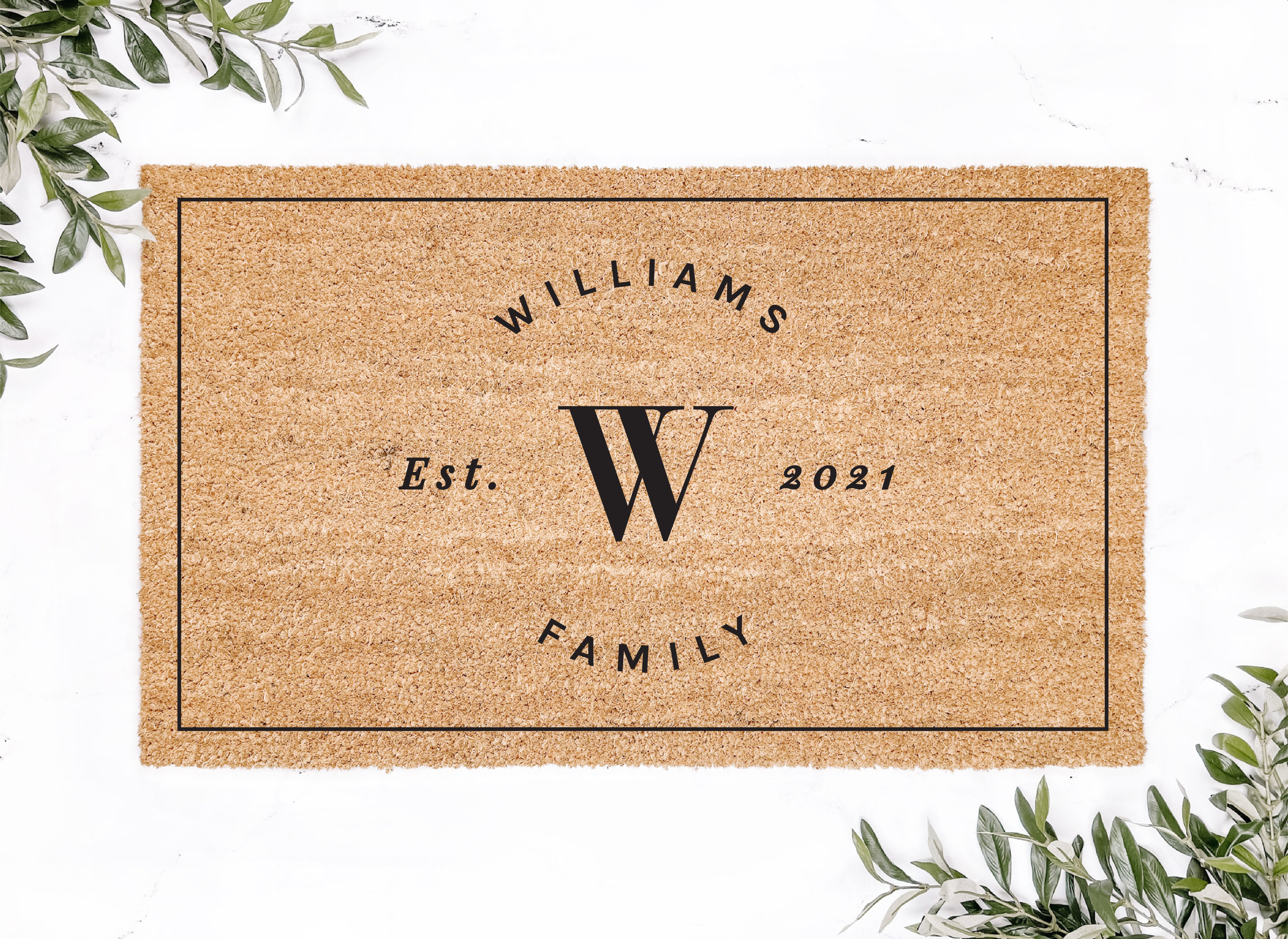 Personalized Circle Family Name With Est. Year Doormat
