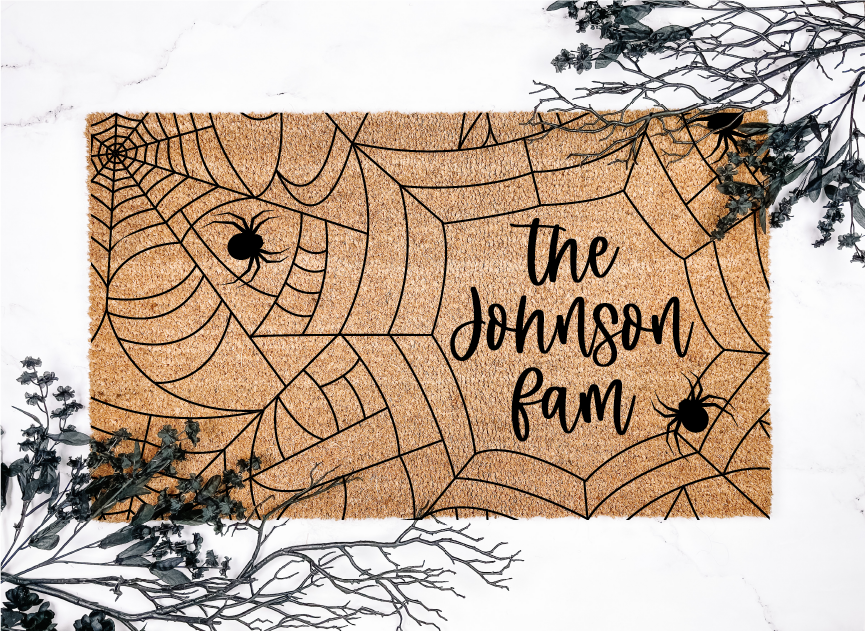 Personalized Spider Web Family Name Doormat