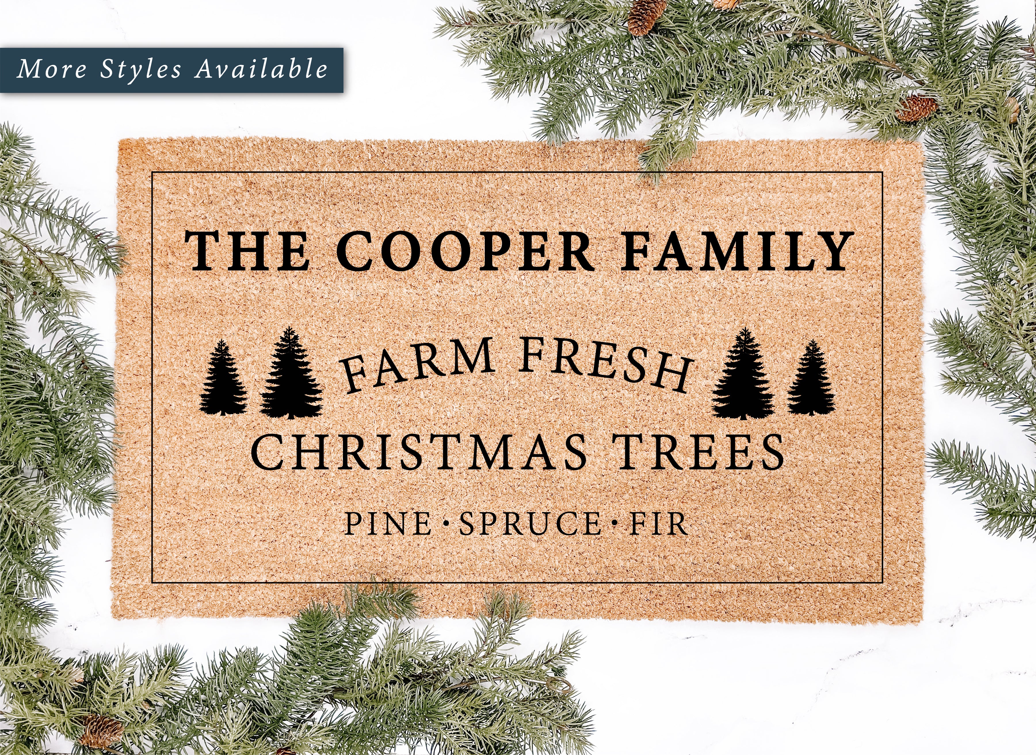 Personalized Farm Fresh Christmas Trees Doormat