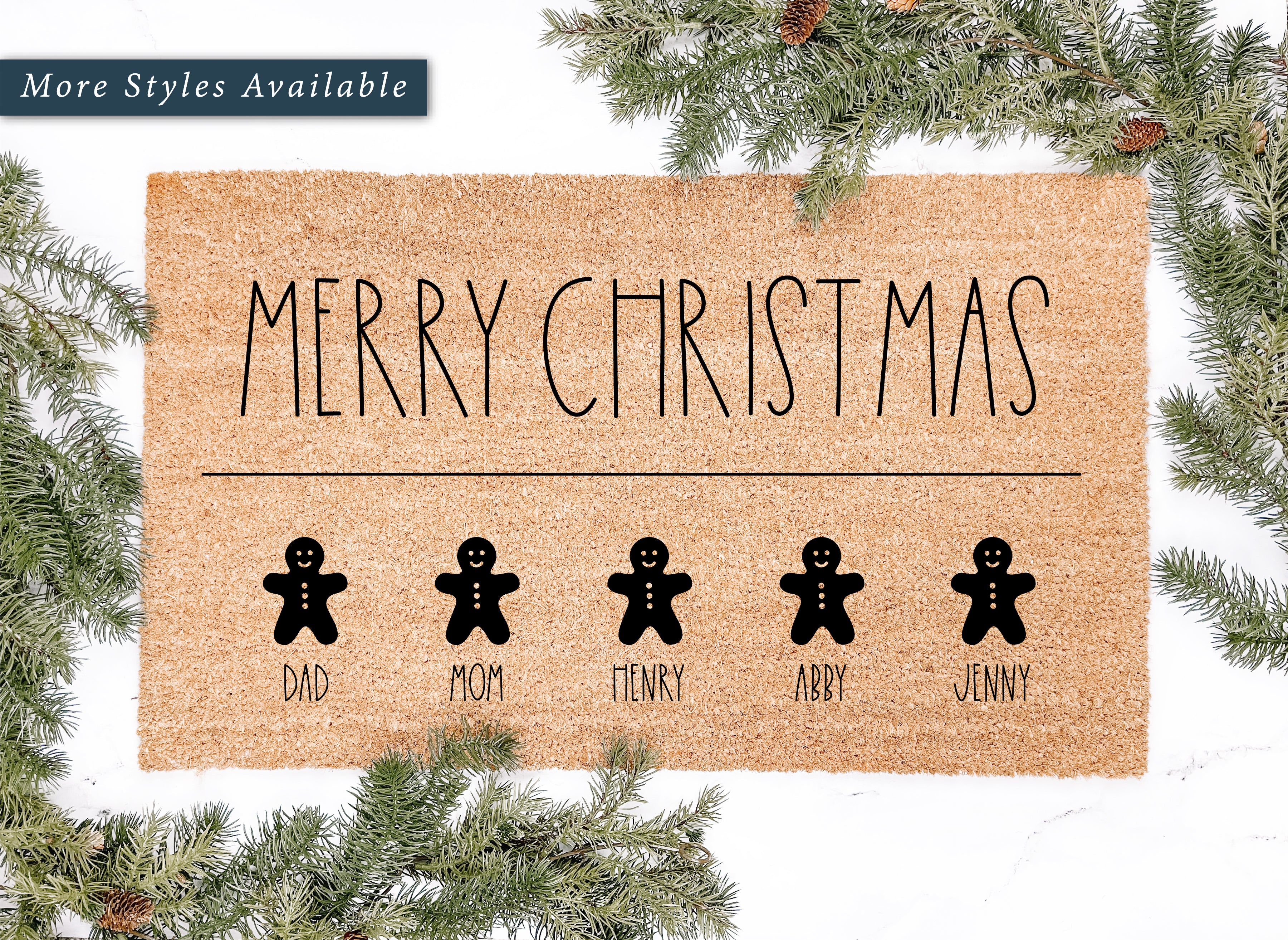 Custom Merry Christmas Family Doormat