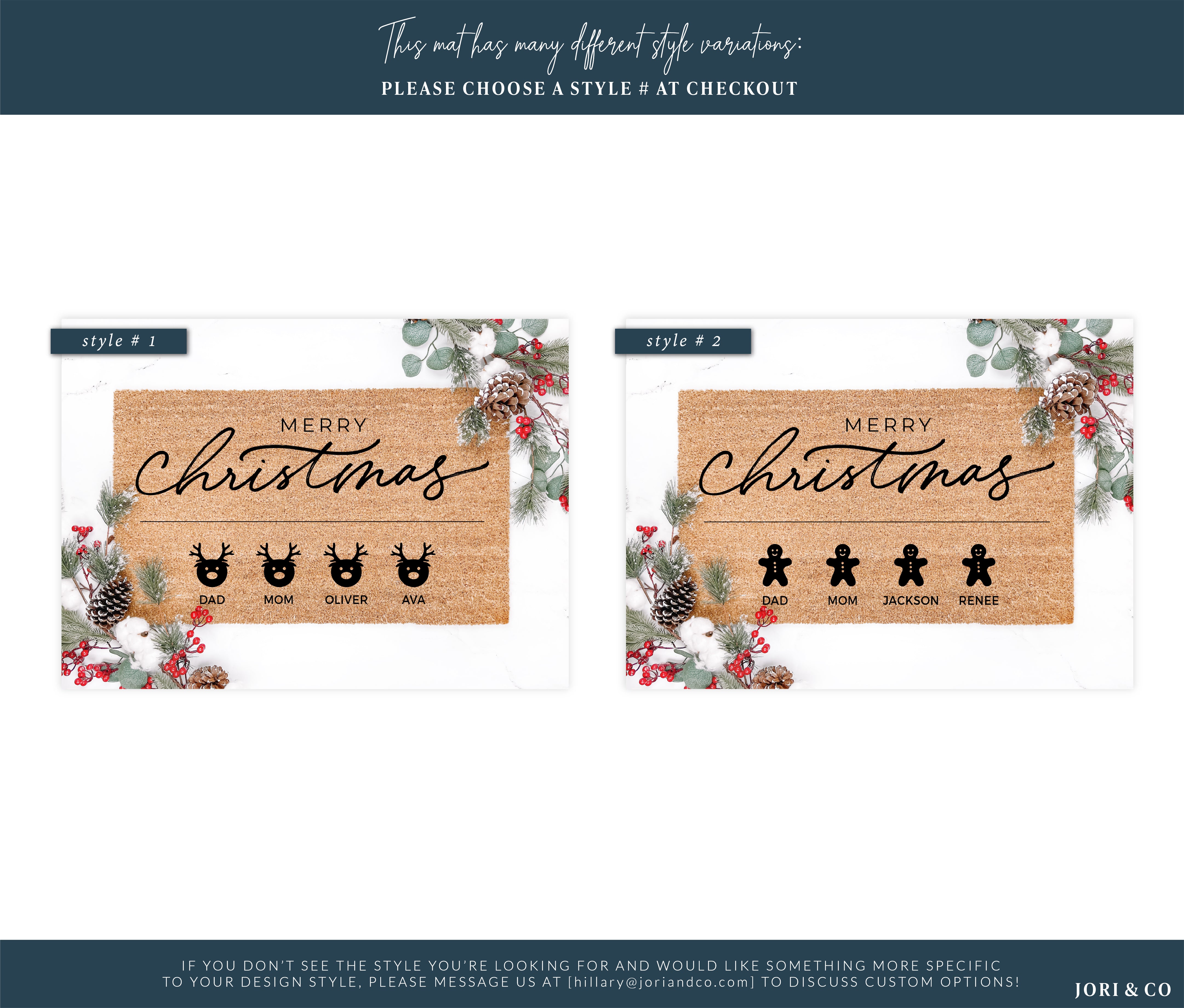 Custom Merry Christmas Script Family Doormat