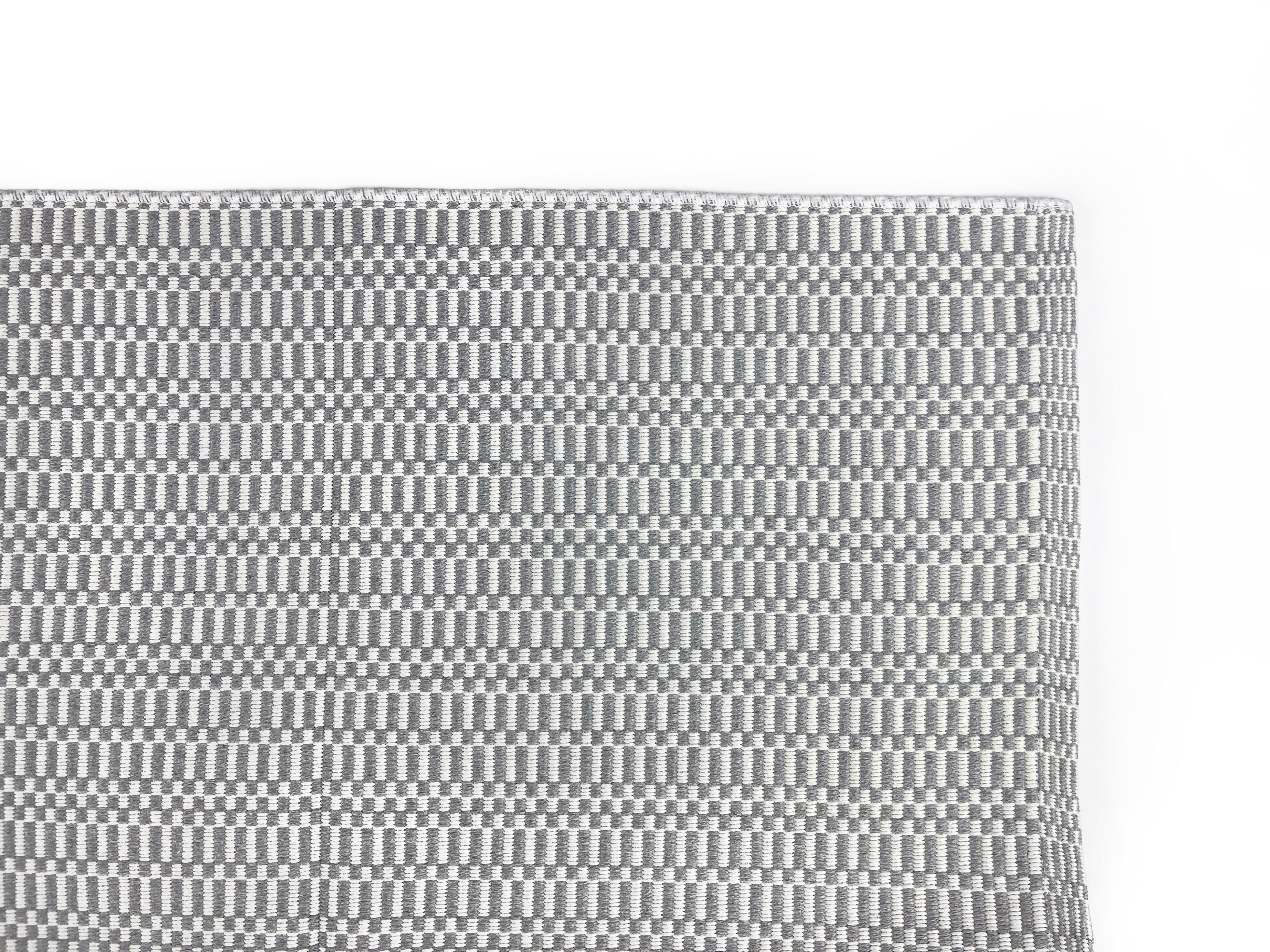 Grey & White Checker Patterned Layering Rug